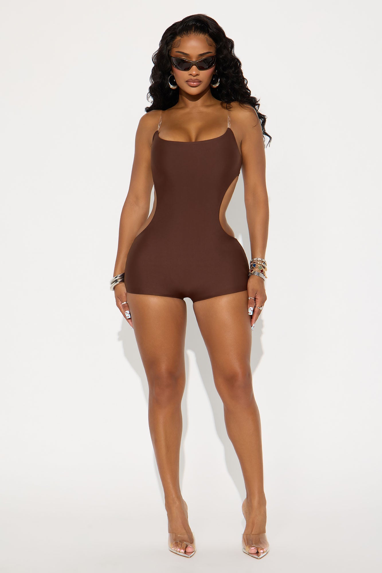 Alina Double Lined Romper - Chocolate