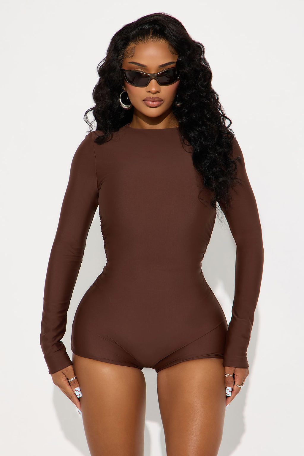 Noemi Double Lined Romper - Chocolate