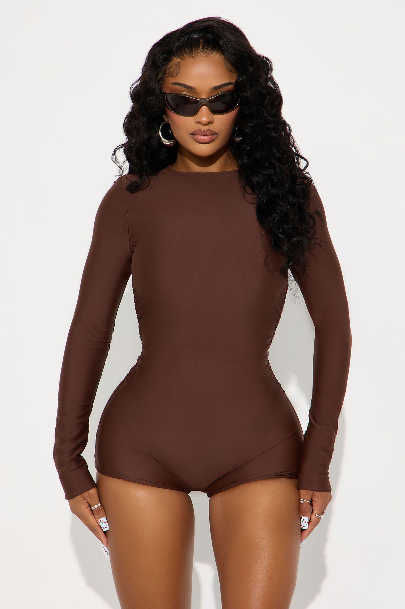 Noemi Double Lined Romper - Chocolate