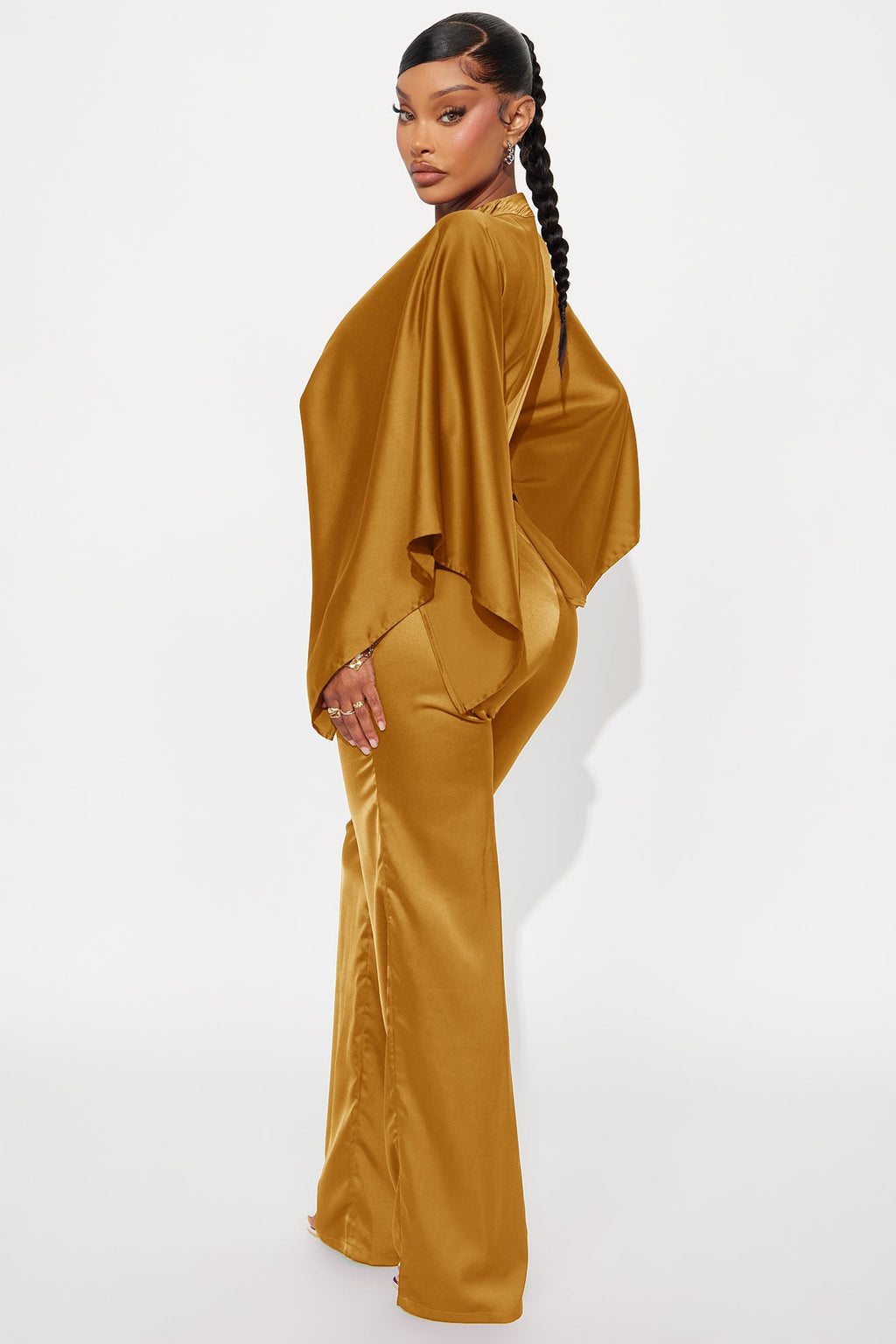 Daphne Satin Wide Leg Jumpsuit - Gold