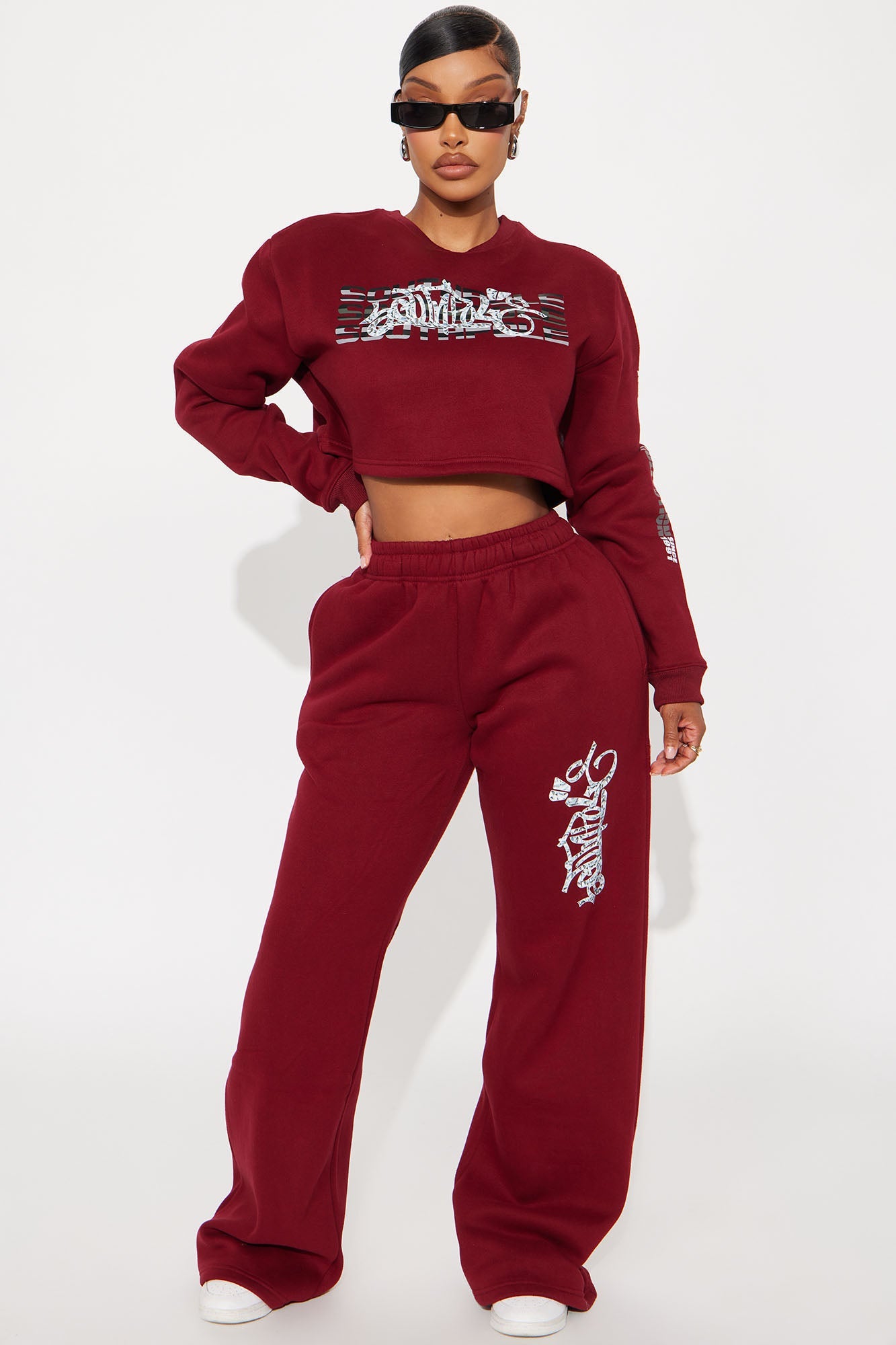 Southpole Signature Cropped Sweatshirt - Red