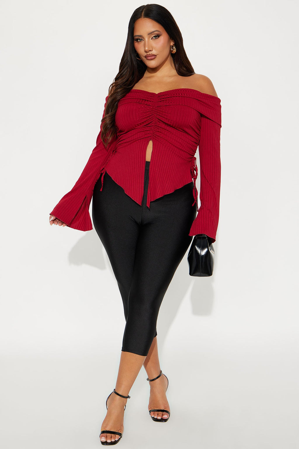 Luna Off Shoulder Top - DarkRed