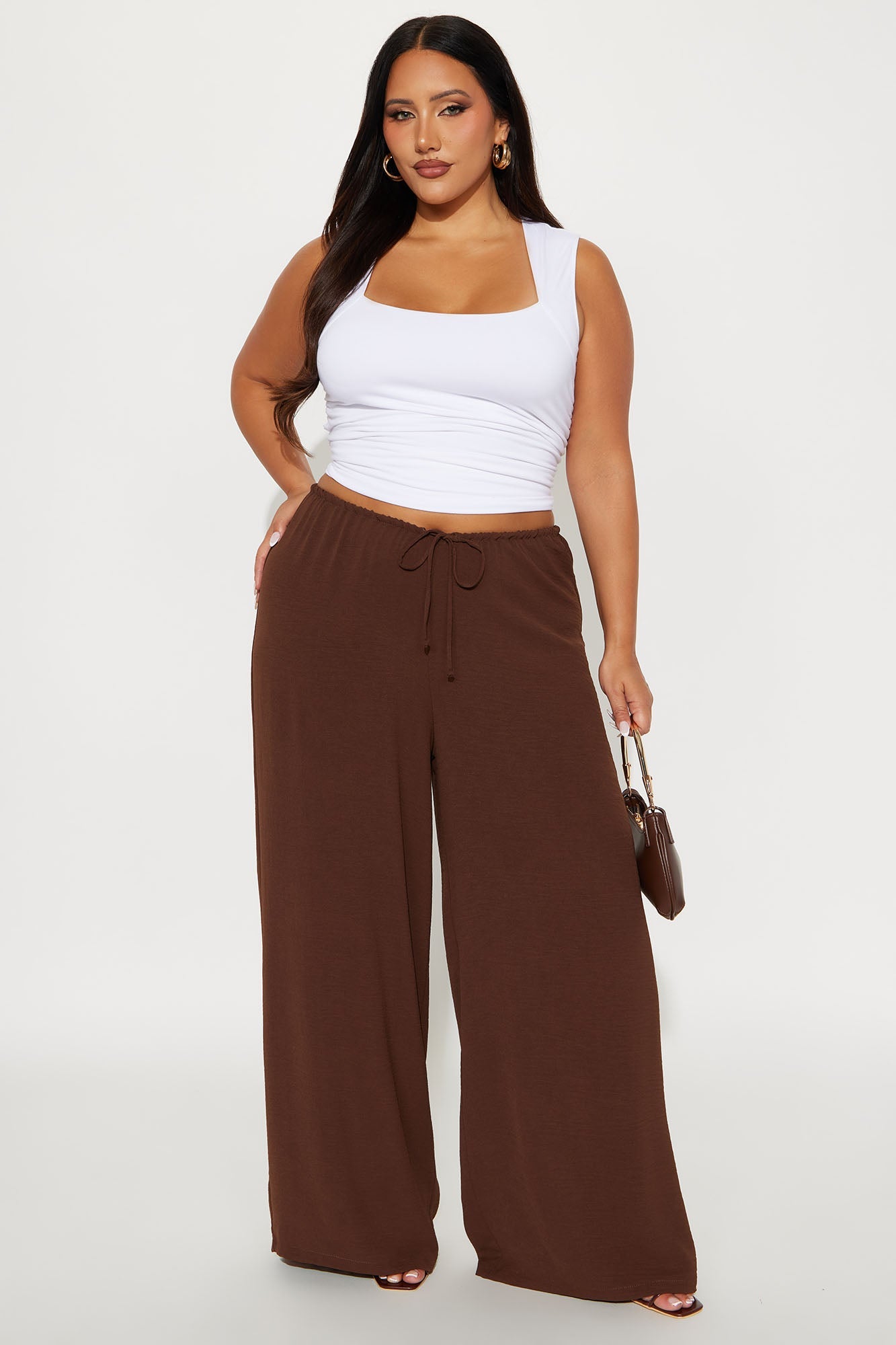 Running Errands Wide Leg Pant 32″ - Brown