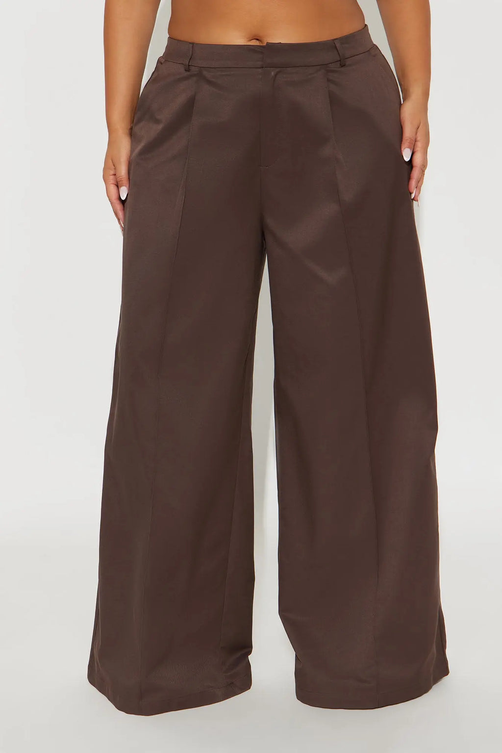 Denise Wide Leg Pant 33″ - Brown 
