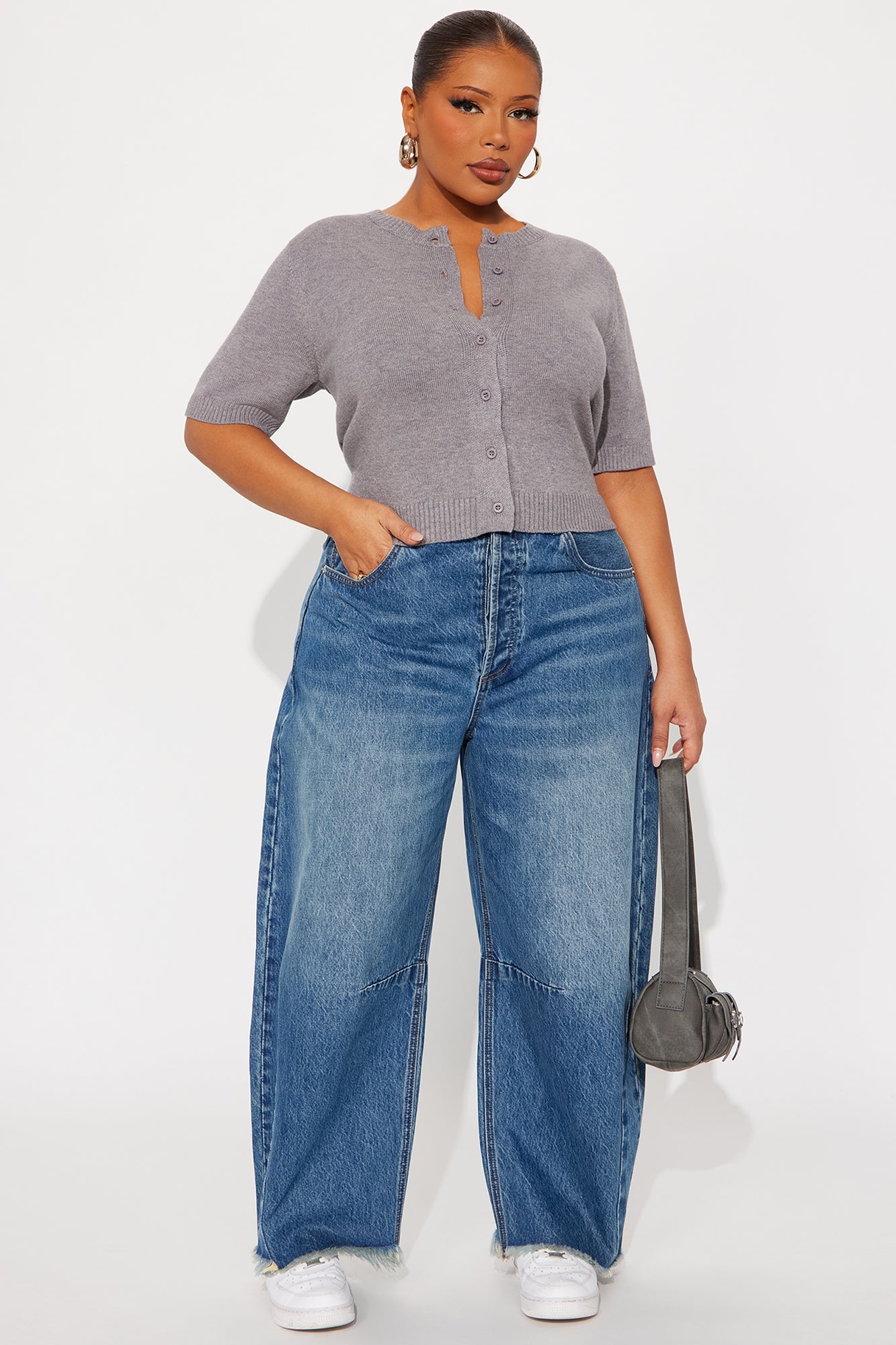 Too Cute Short Sleeve Cardigan - Grey