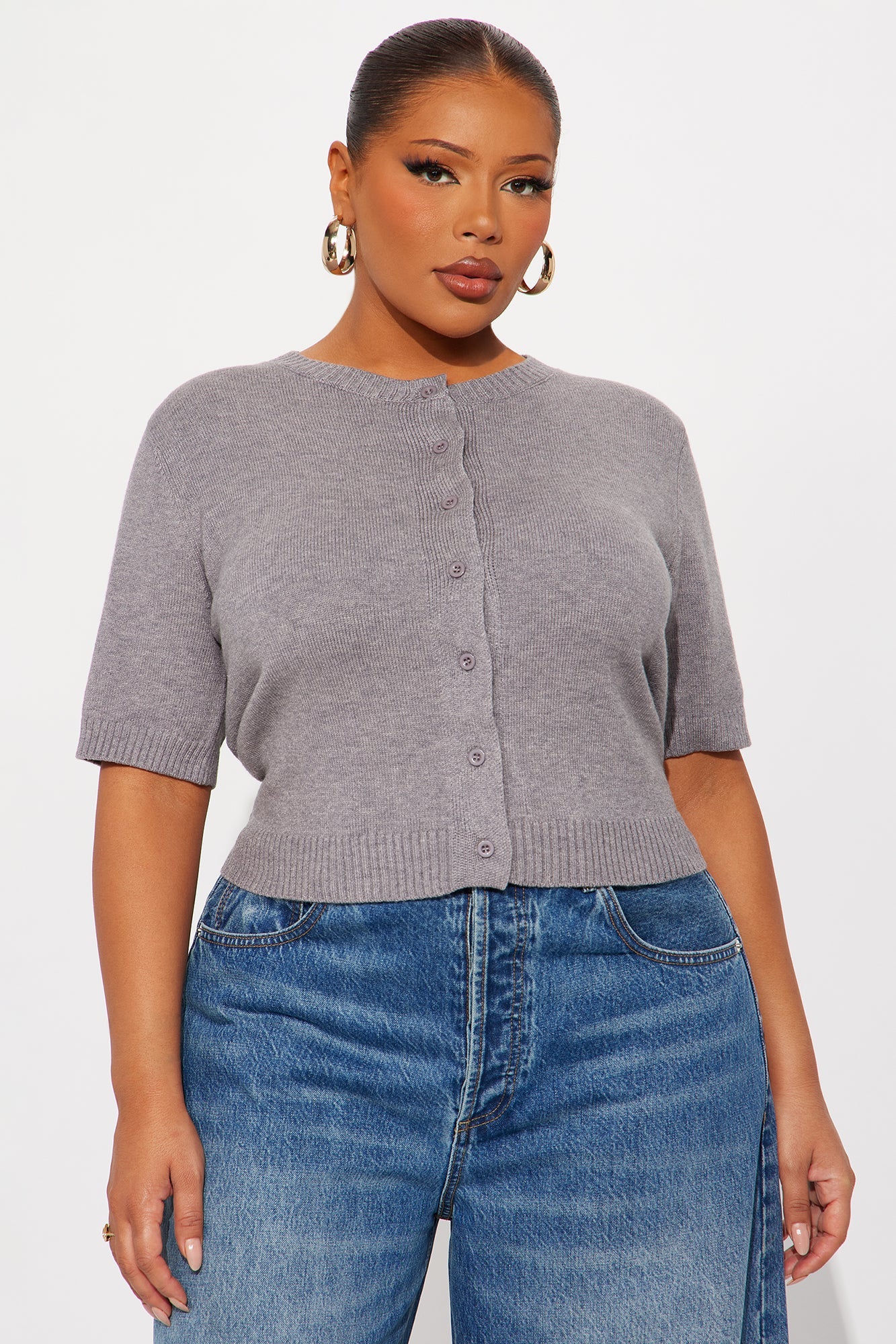 Too Cute Short Sleeve Cardigan - Grey