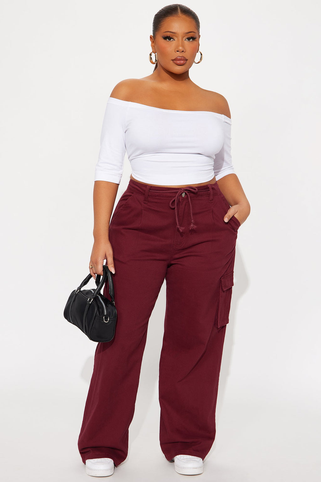 Out For The Day Cargo Pant - Burgundy