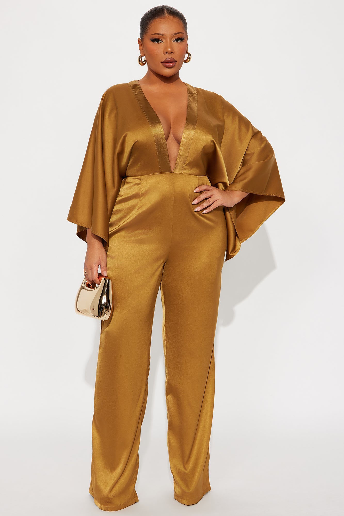 Daphne Satin Wide Leg Jumpsuit - Gold
