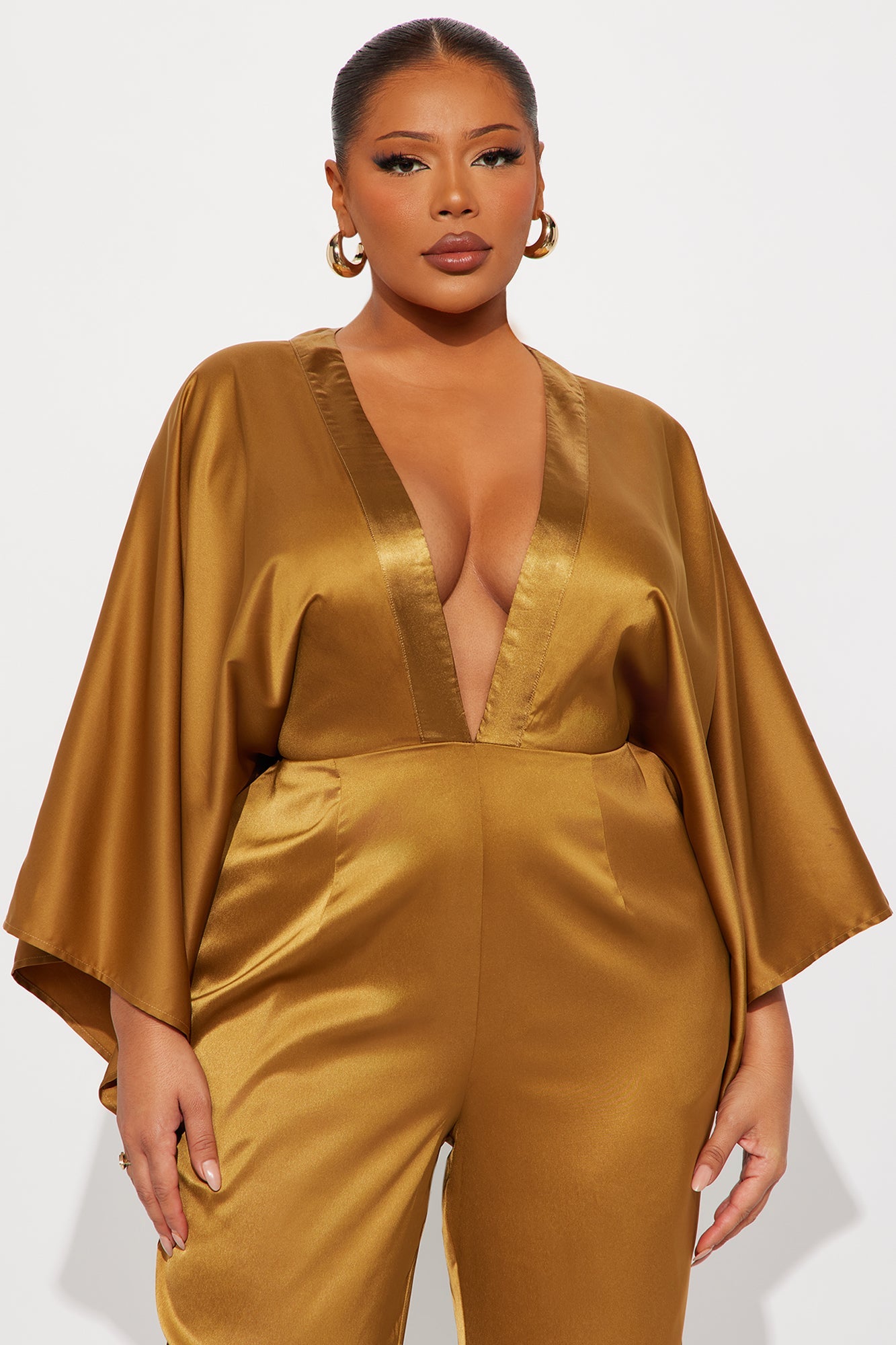 Daphne Satin Wide Leg Jumpsuit - Gold