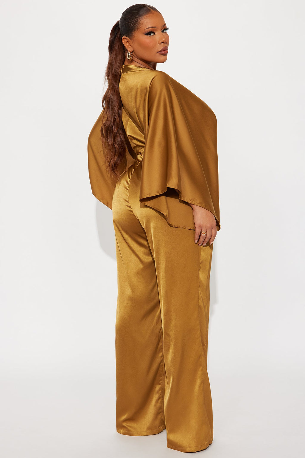 Daphne Satin Wide Leg Jumpsuit - Gold