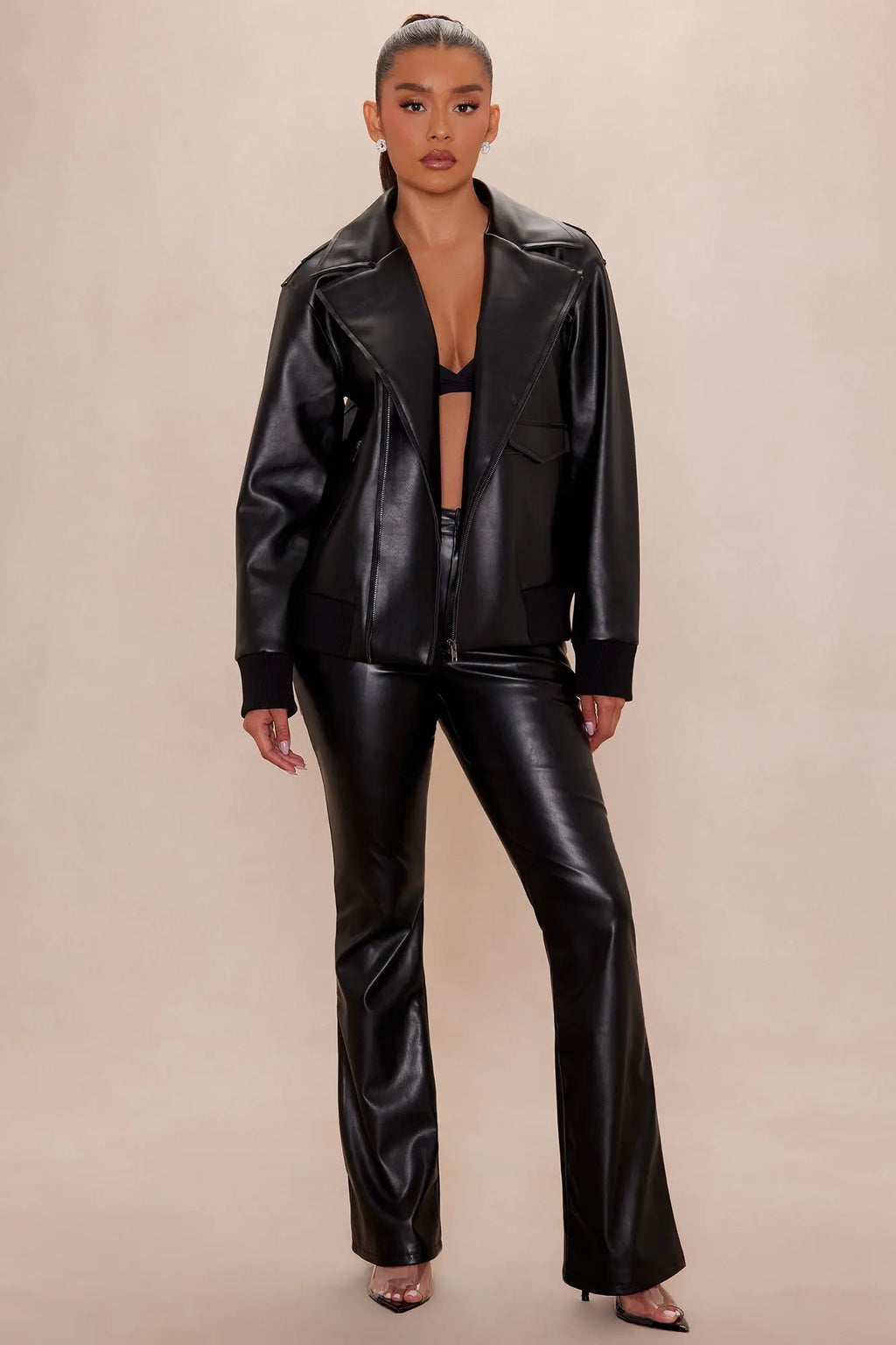 Shotgun Rider Faux Leather Jacket - Black 