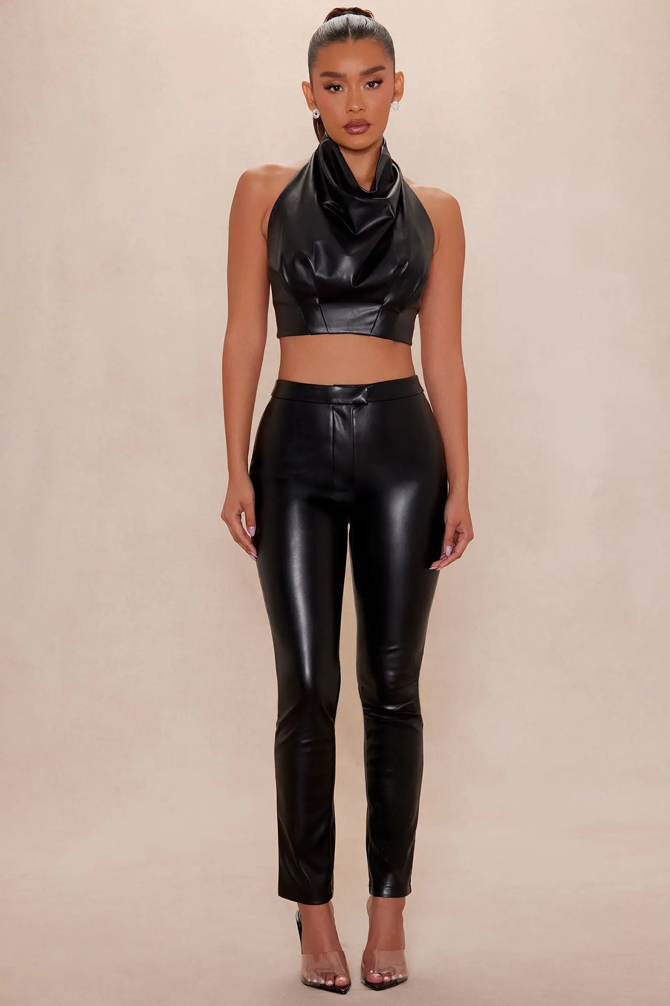 Kendra Faux Leather Skinny Pant - Black 
