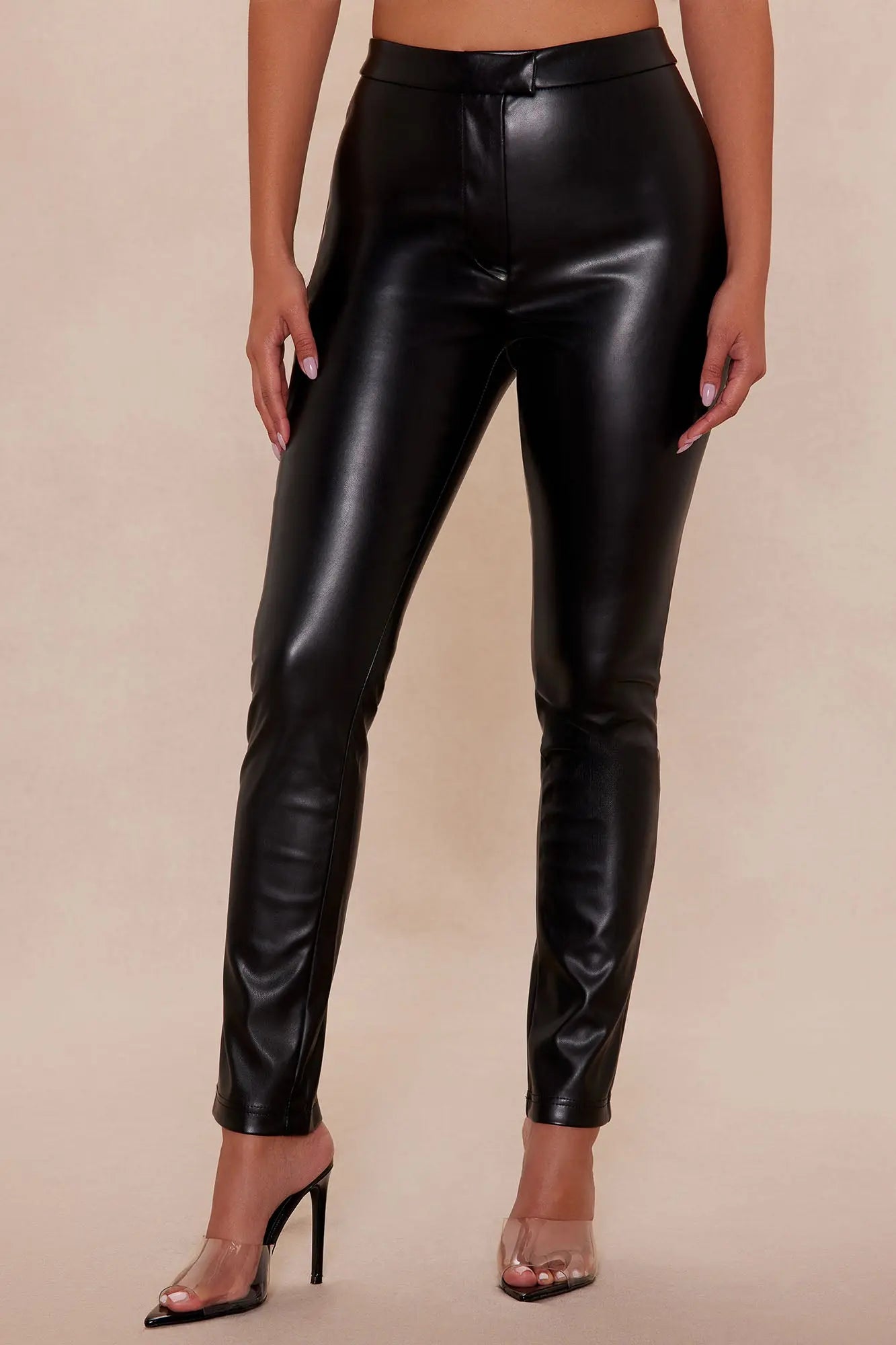 Kendra Faux Leather Skinny Pant - Black 
