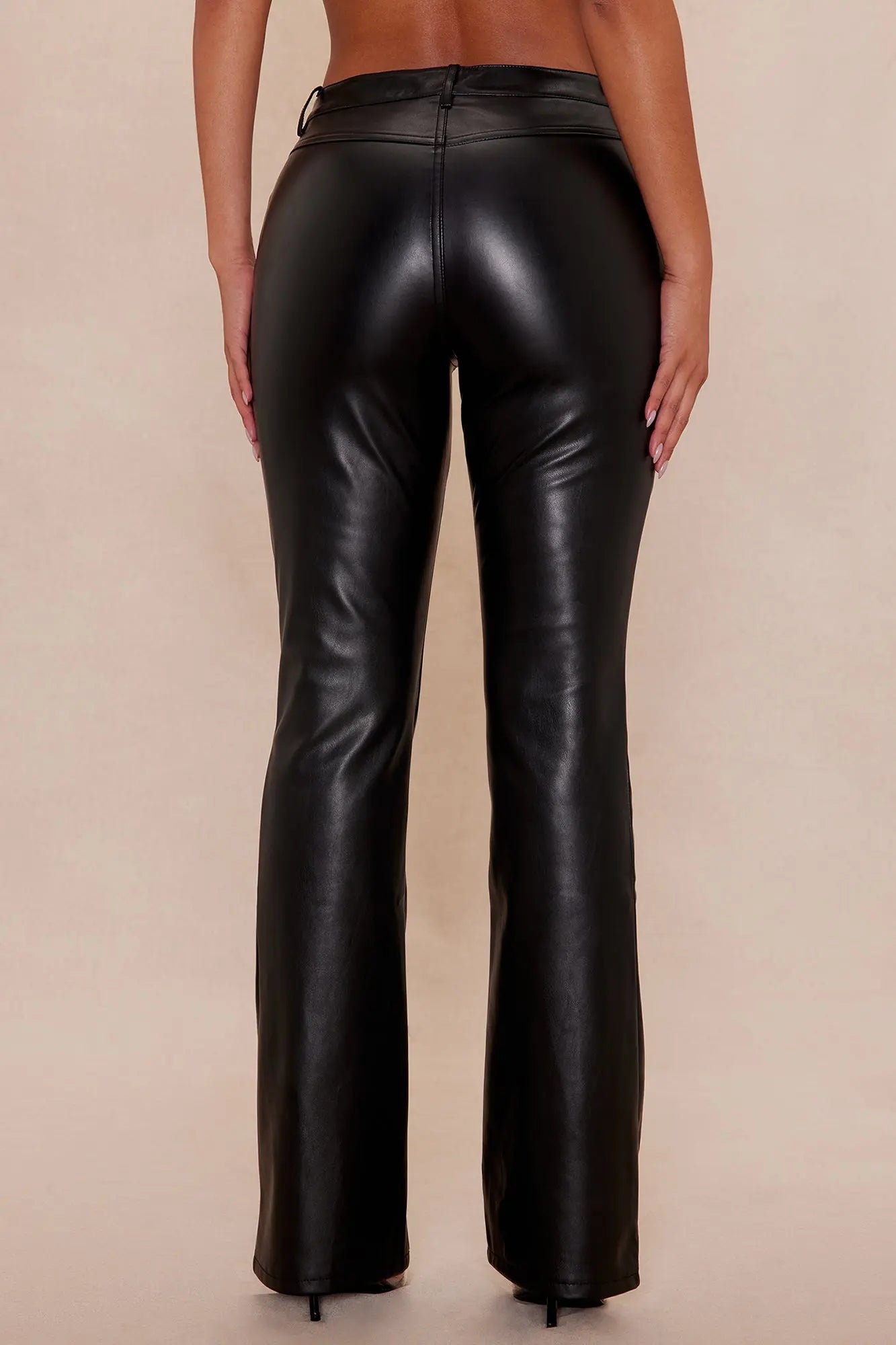 Kendra Faux Leather Wide Leg Pant - Black 