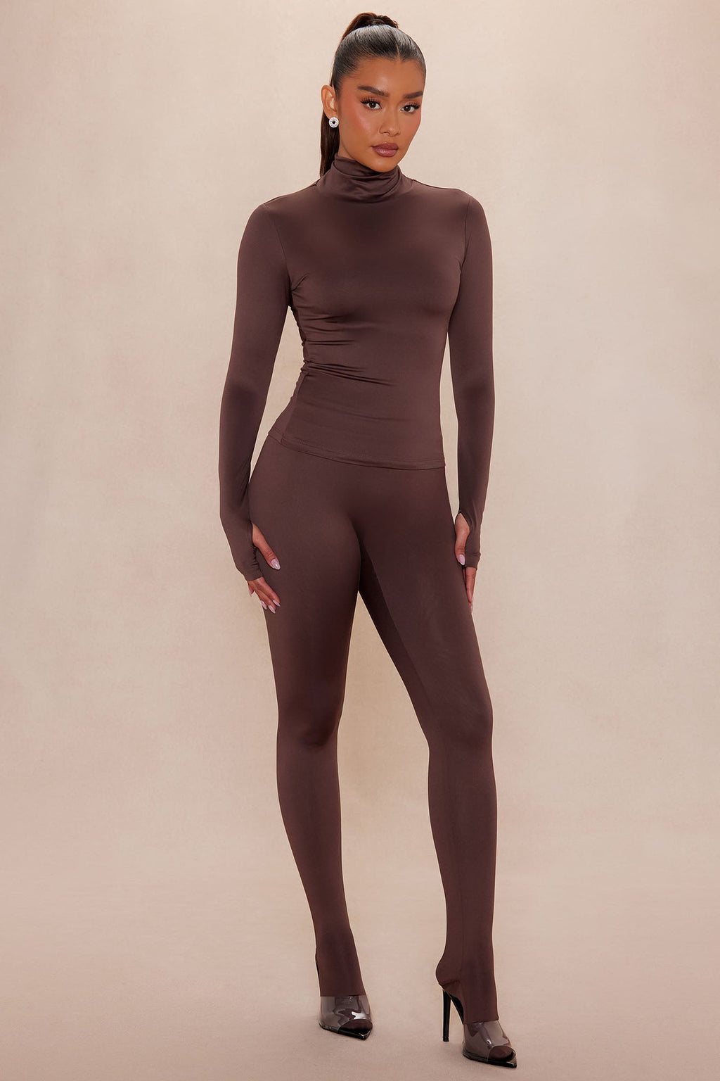 Kyra Double Layered Long Sleeve Top - Chocolate