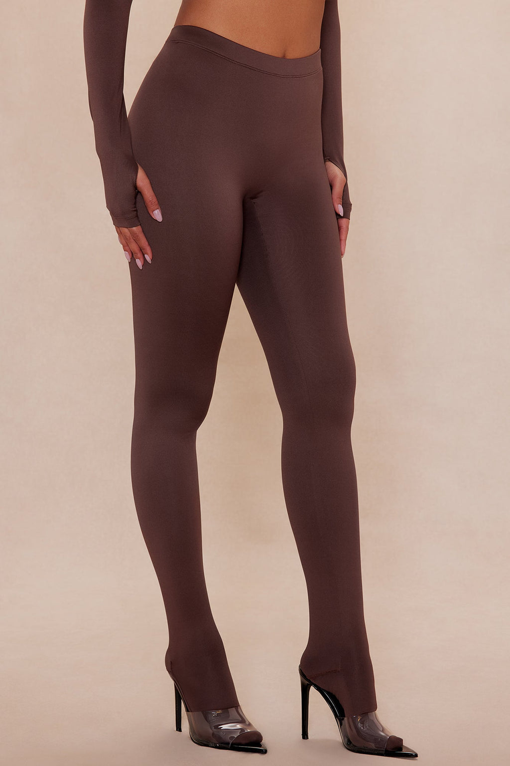 Kyra Double Layered Leggings - Chocolate