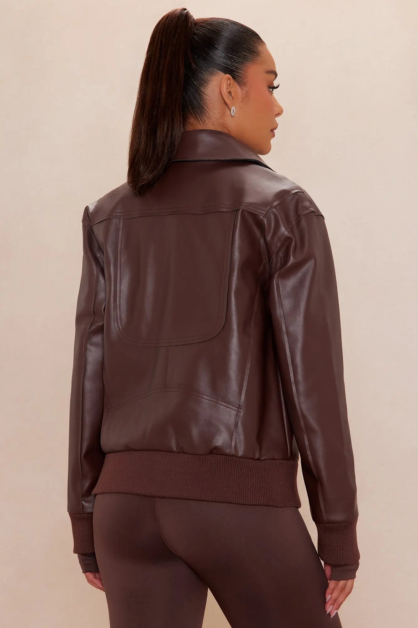 Shotgun Rider Faux Leather Jacket - Chocolate 