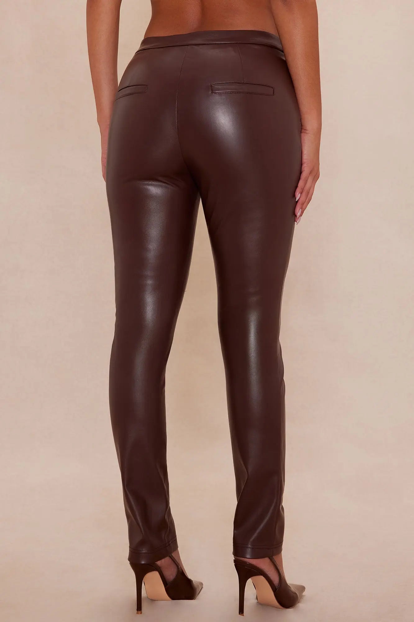 Kendra Faux Leather Skinny Pant - Chocolate 