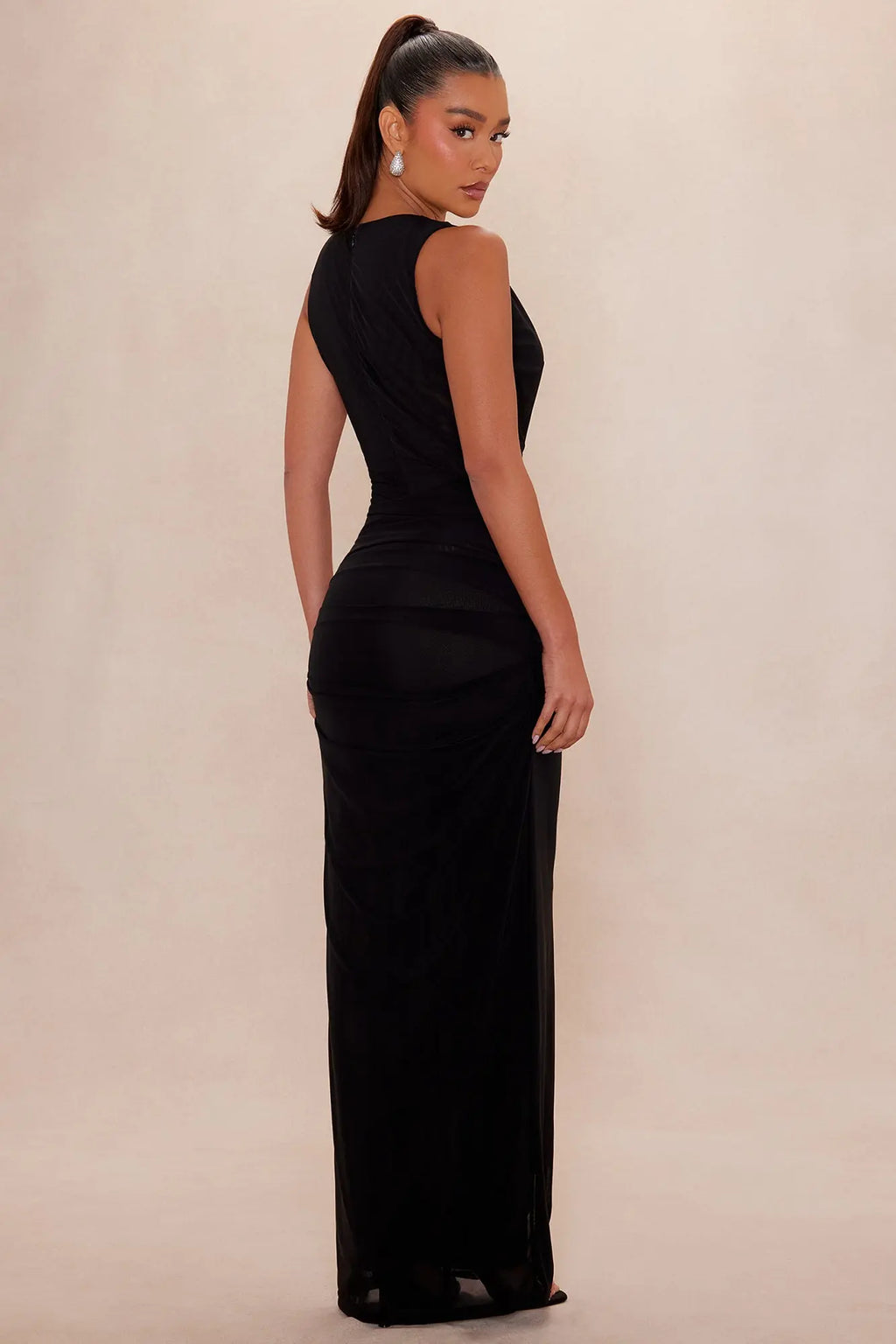 Mindi Mesh Maxi Dress - Black 