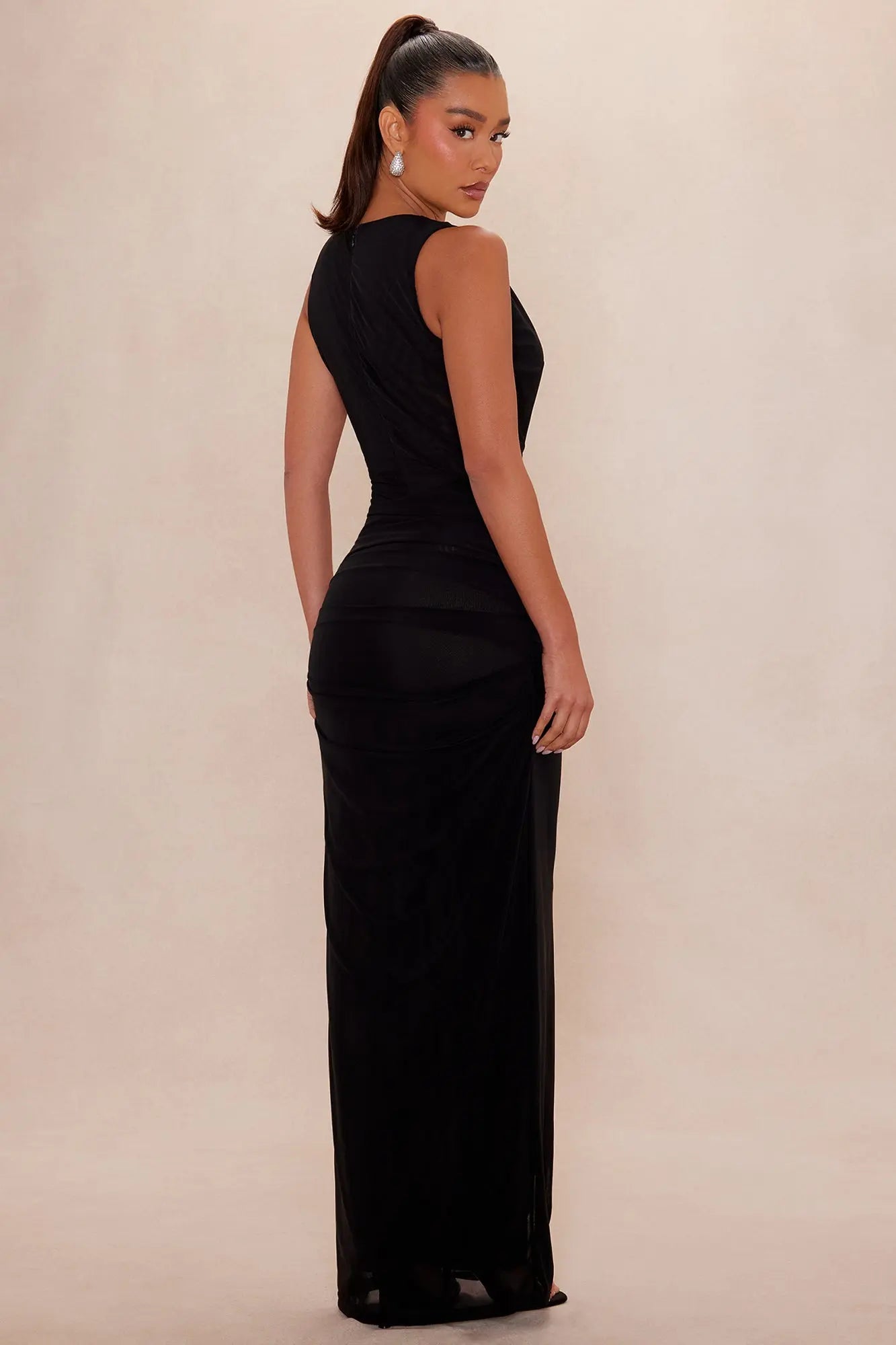 Mindi Mesh Maxi Dress - Black 