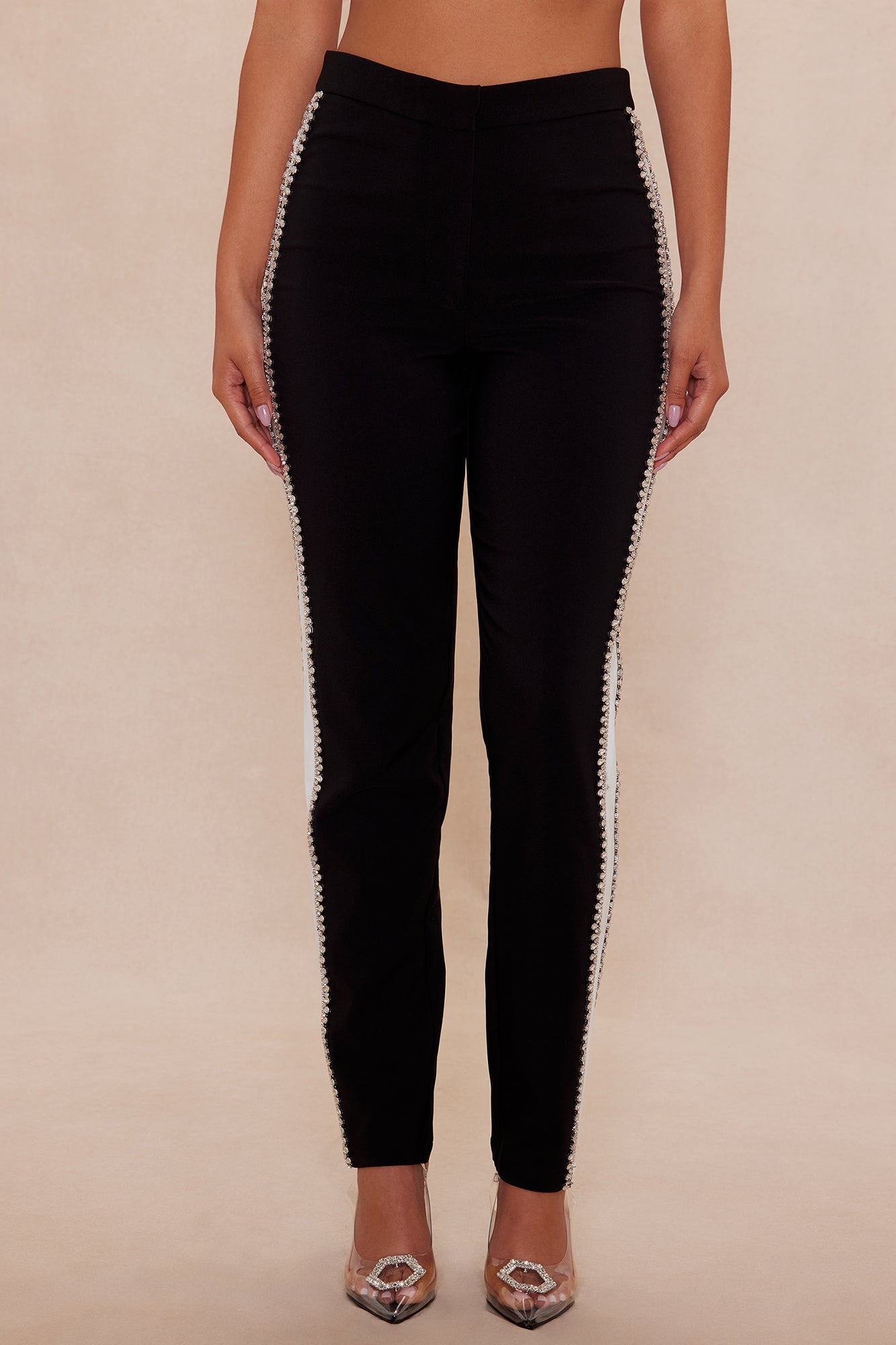 Riannon Rhinestone Embellished Pant - Black/White 