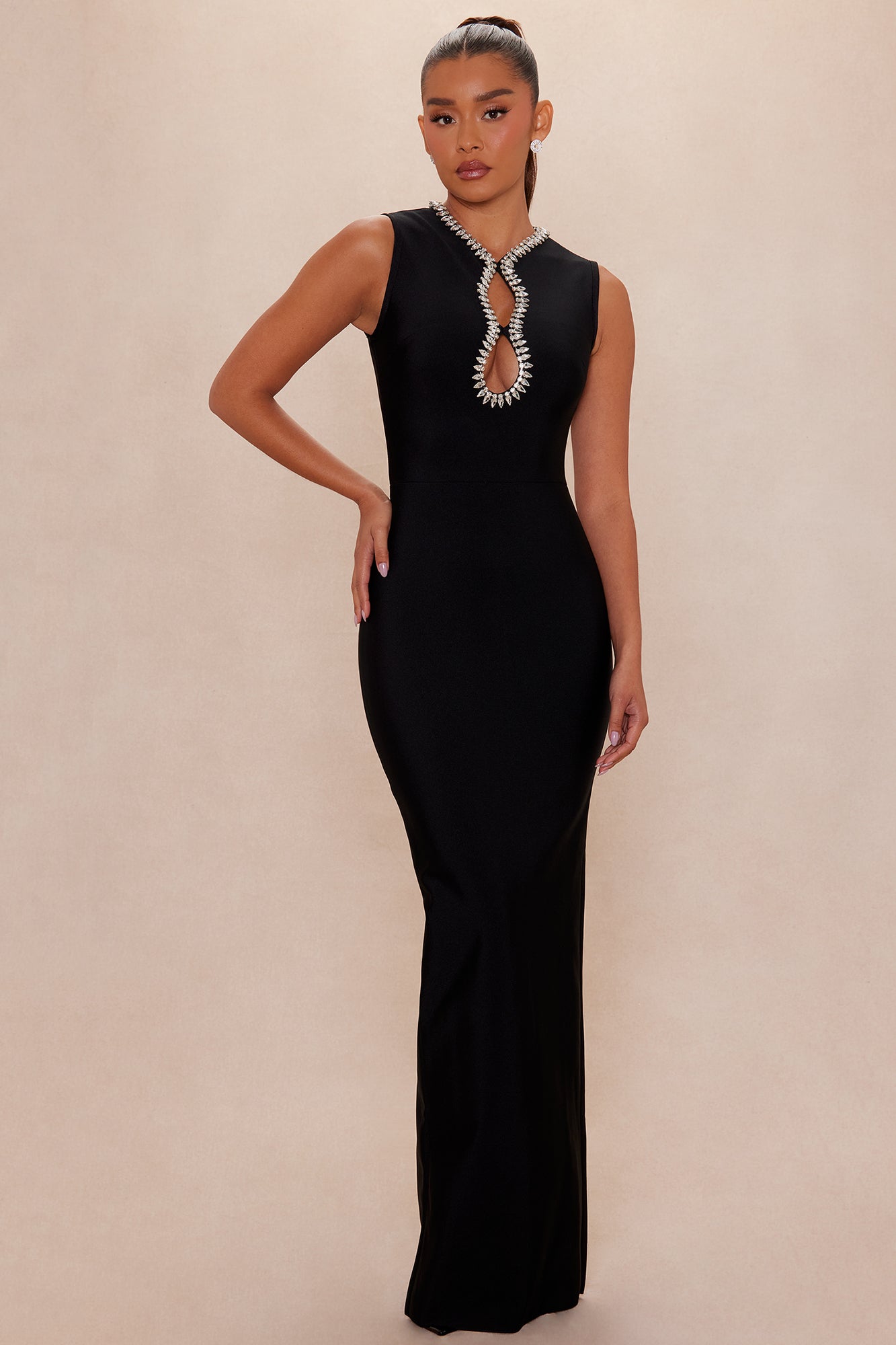 Take On The Night Bandage Maxi Dress - Black