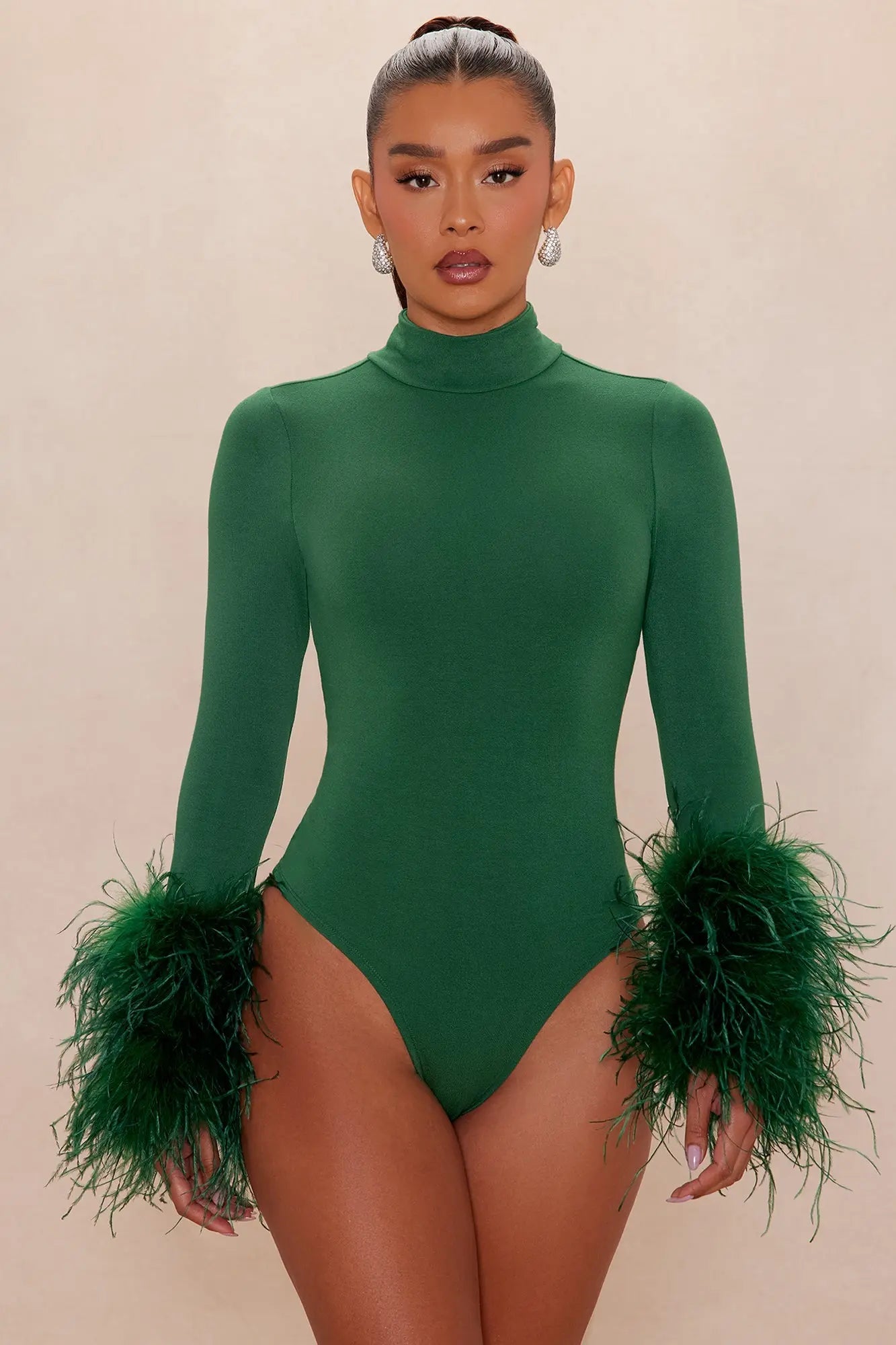 Poppy Feather Bodysuit - Hunter 