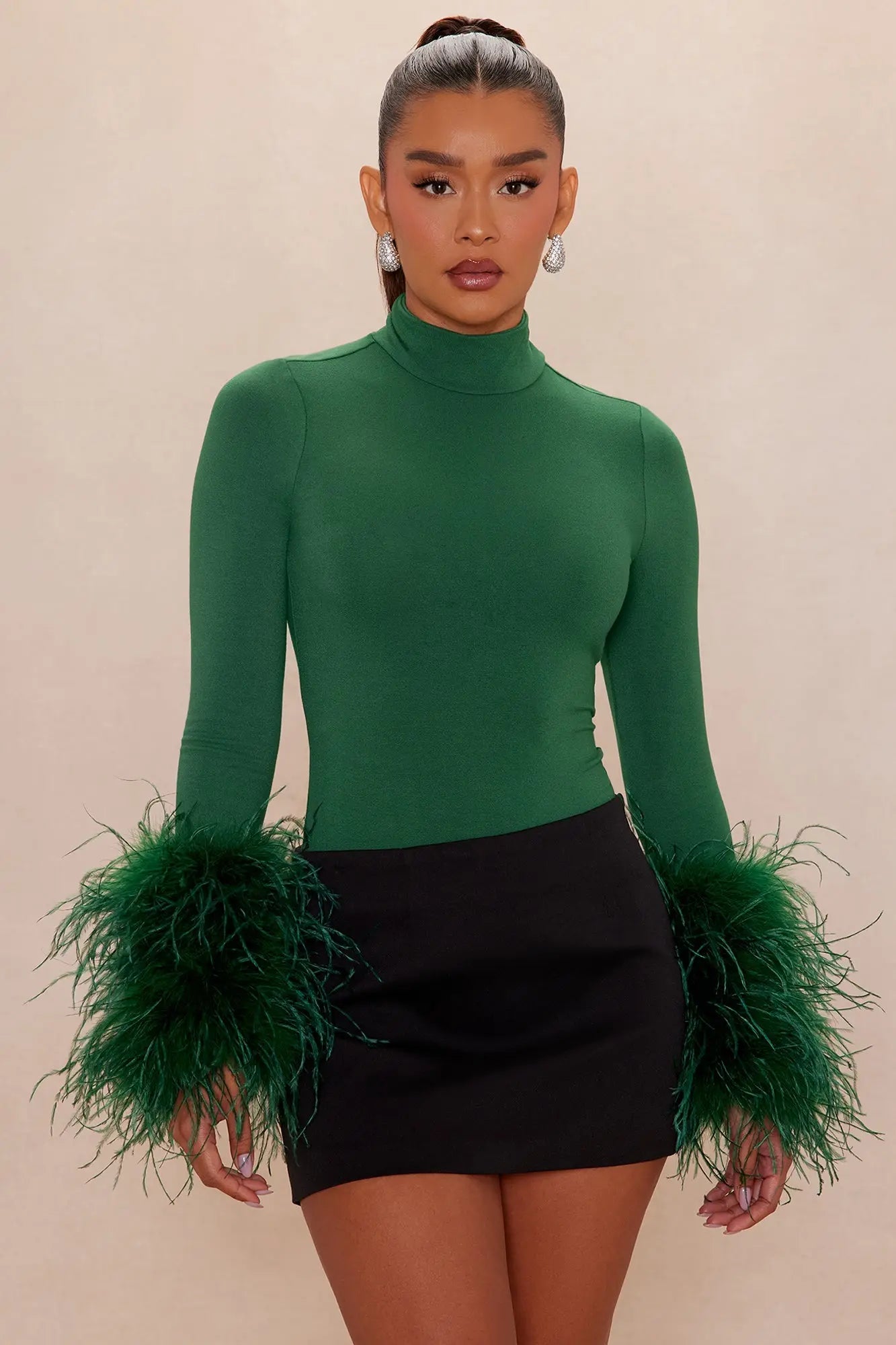 Poppy Feather Bodysuit - Hunter 