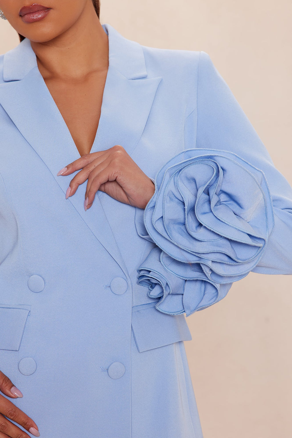 Amora Blazer Suit Set - Dusty Blue