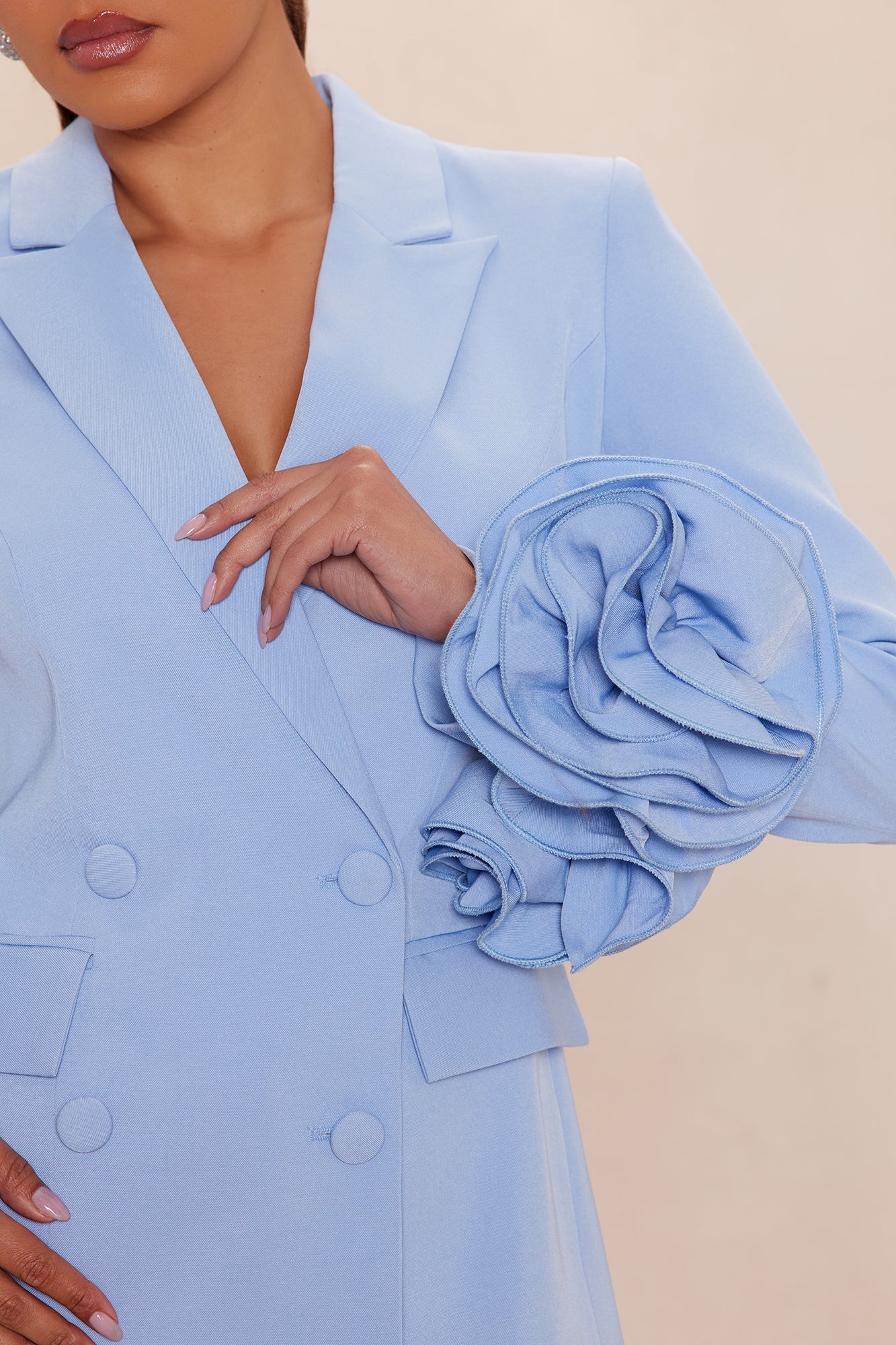 Amora Blazer Suit Set - Dusty Blue