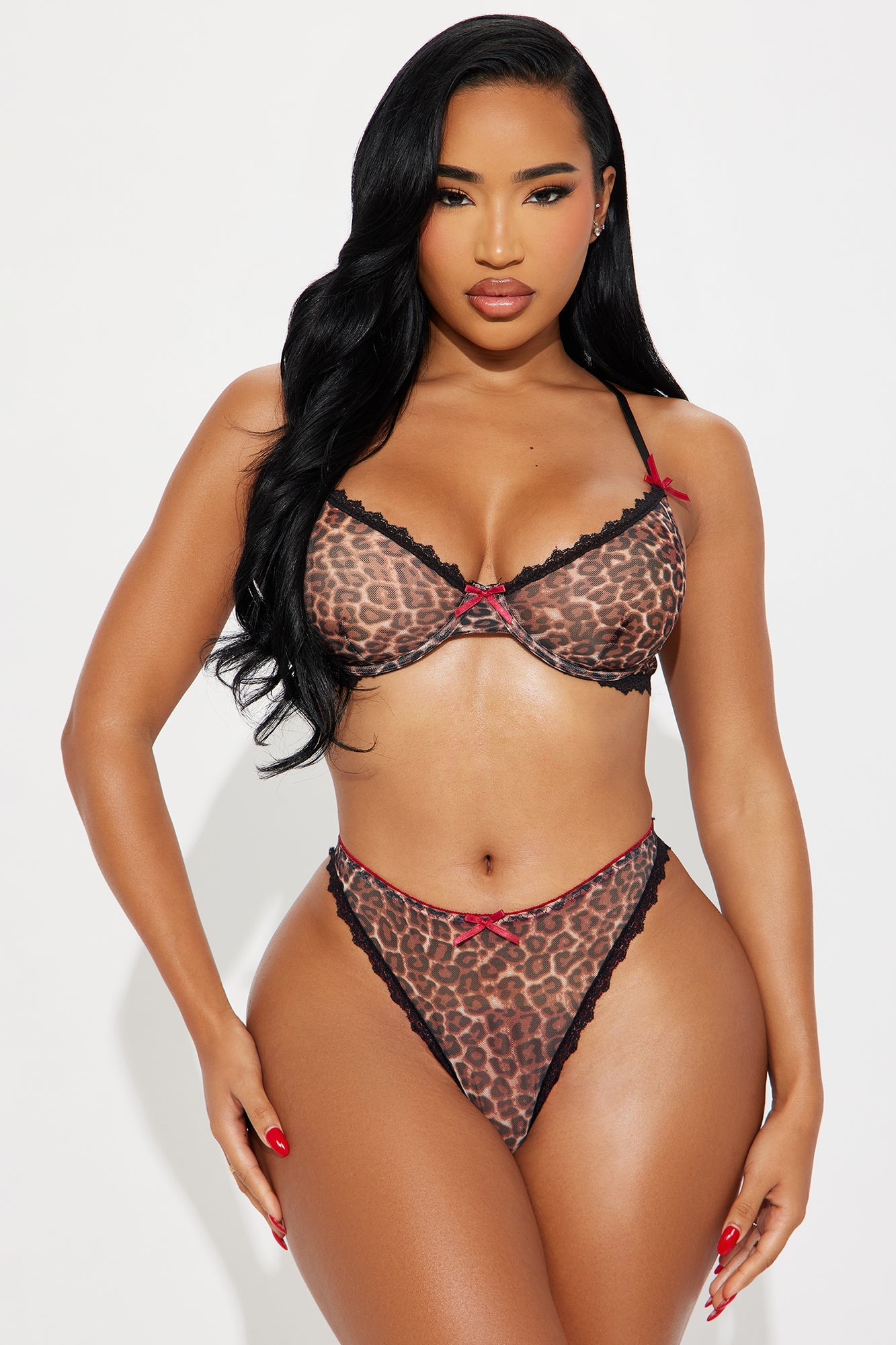 A Little Wild Leopard Lace Trim 2 Piece Set - Leopard