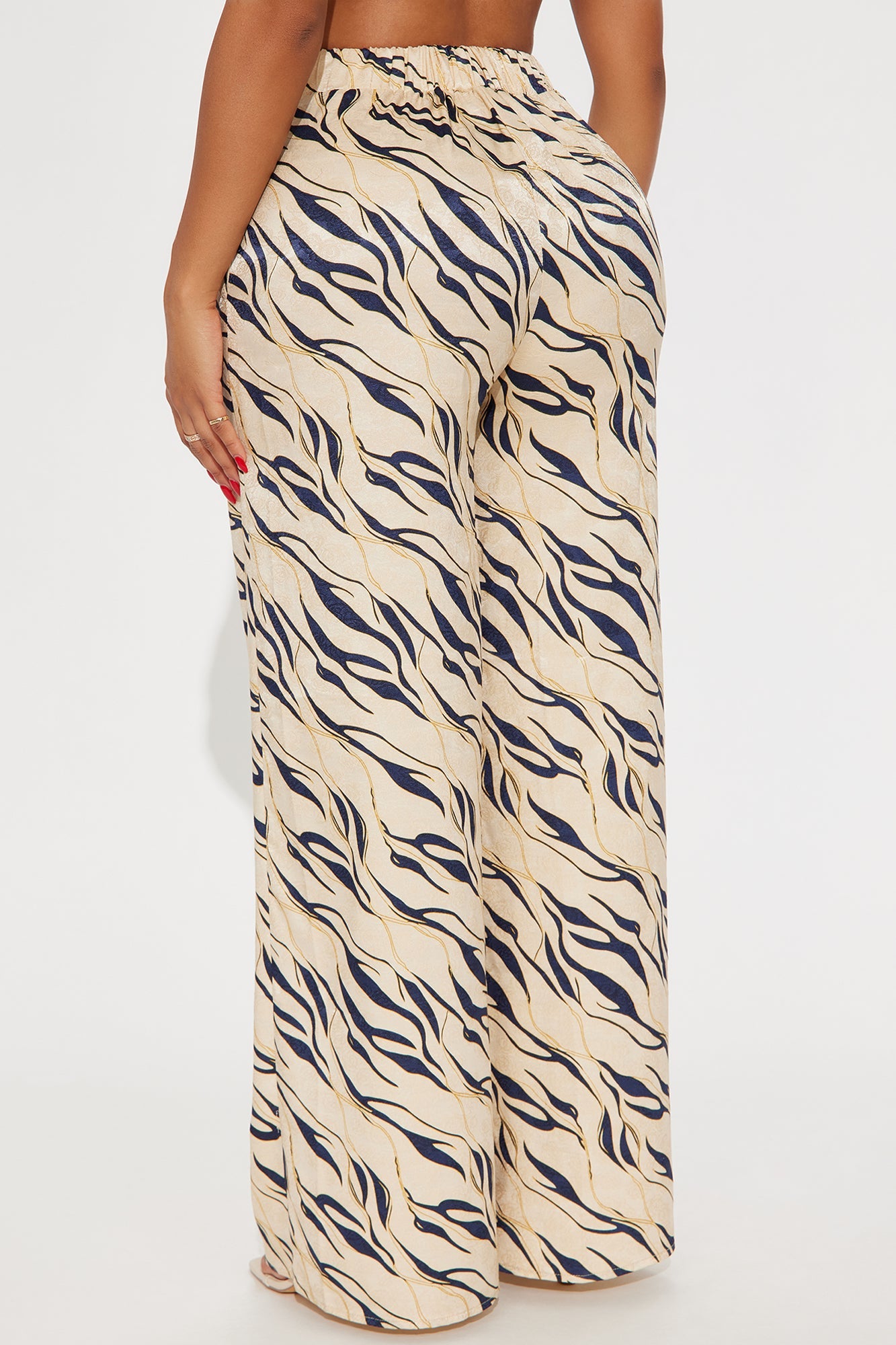 Sienna Satin Wide Leg Pant 33″ - Cream/combo