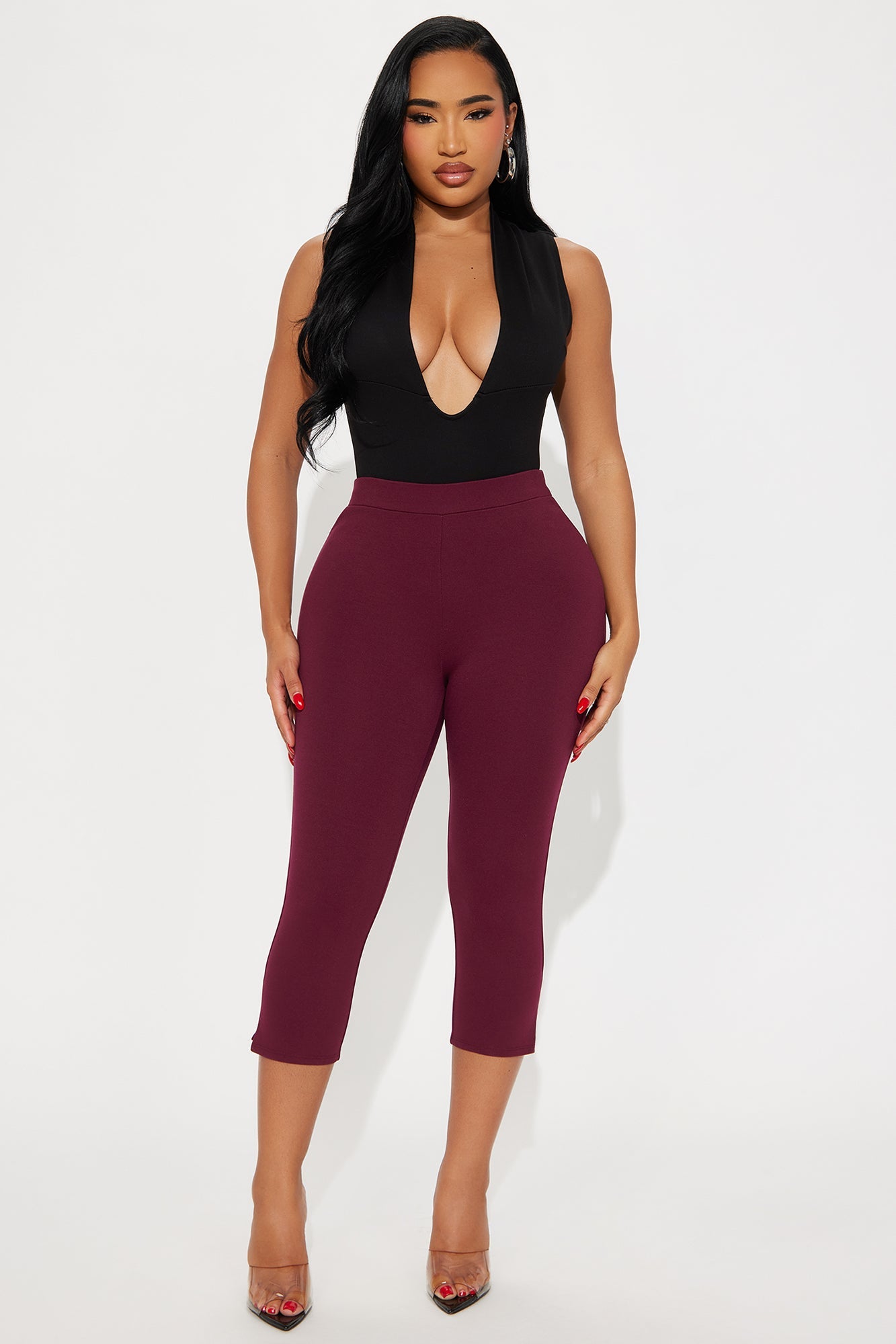 All My Potentials Capri Legging - Burgundy