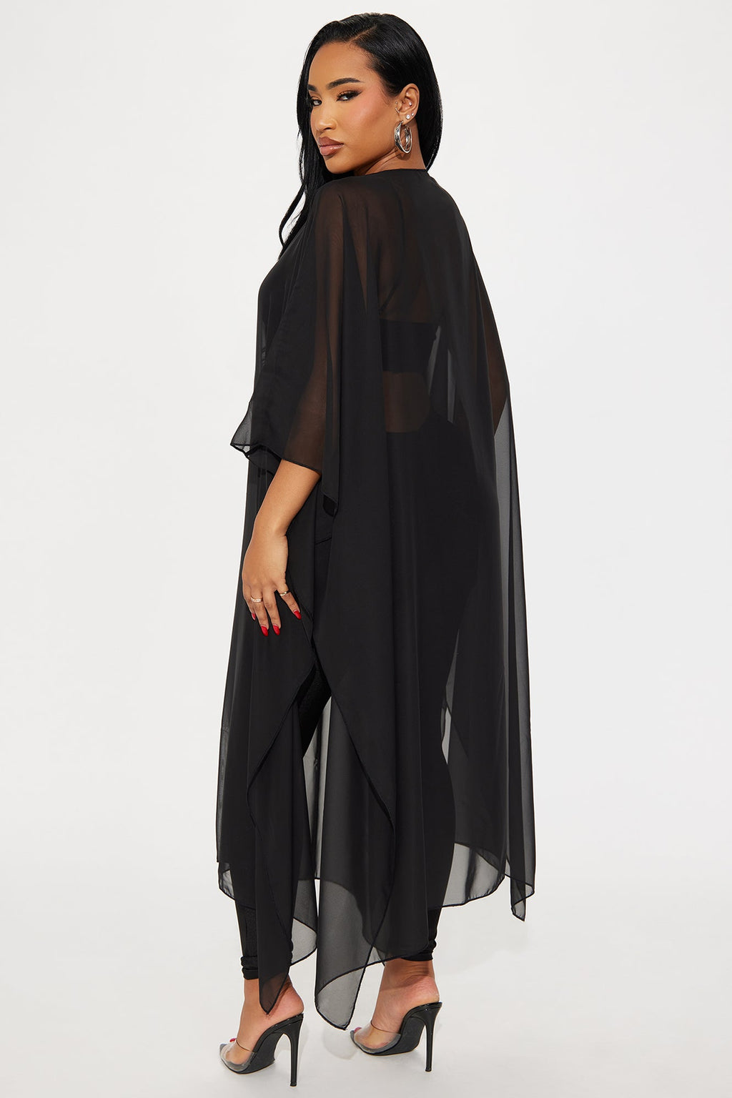Just A Glimpse Draped 3 Piece Pant Set - Black