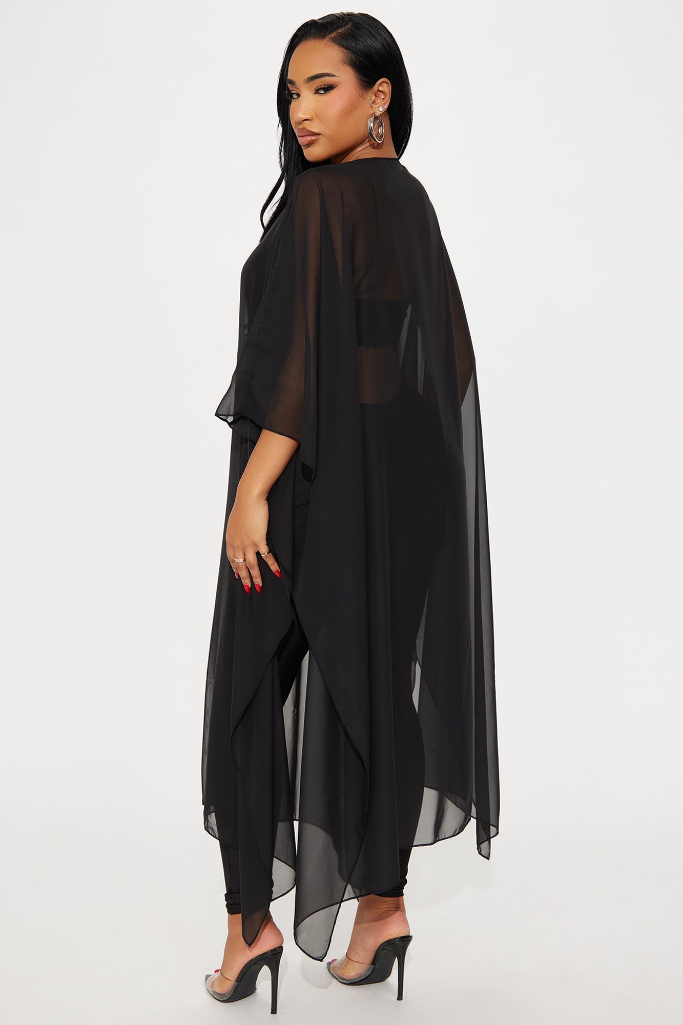 Just A Glimpse Draped 3 Piece Pant Set - Black