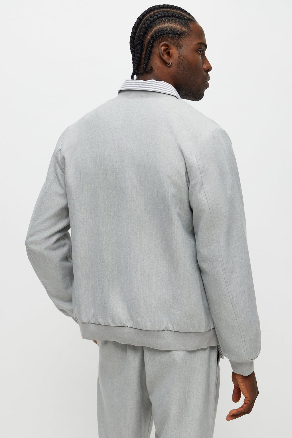 Slim Modern Two-Way Zipper Everyday Bomber - Light Grey