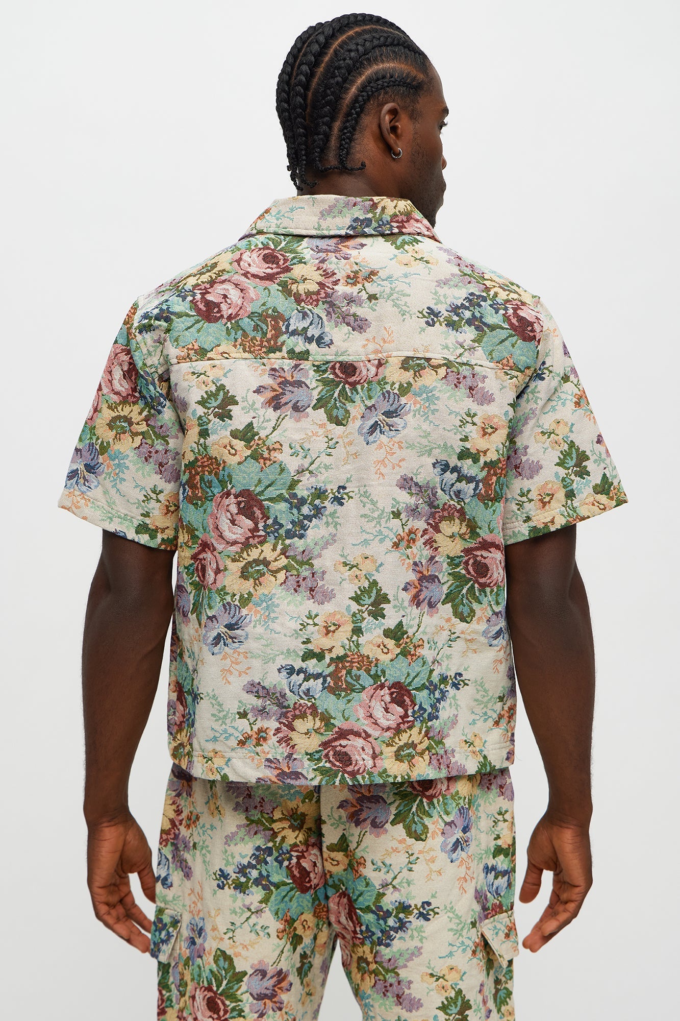 Regular Fit Rose Full Button Up Shirt - Multi Color