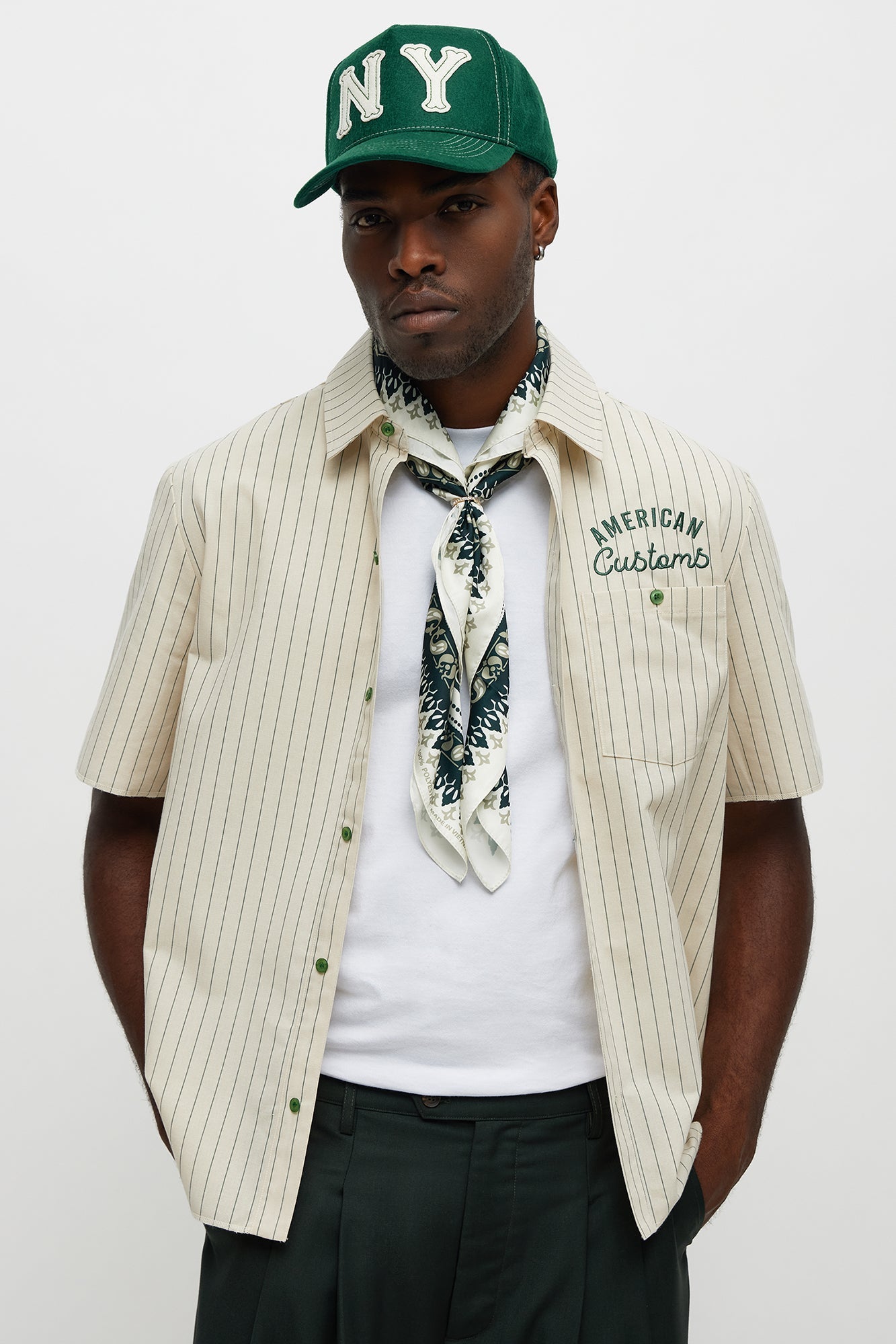 American Customs Raw Hem Mechanic Button Up Shirt  - Hunter Green