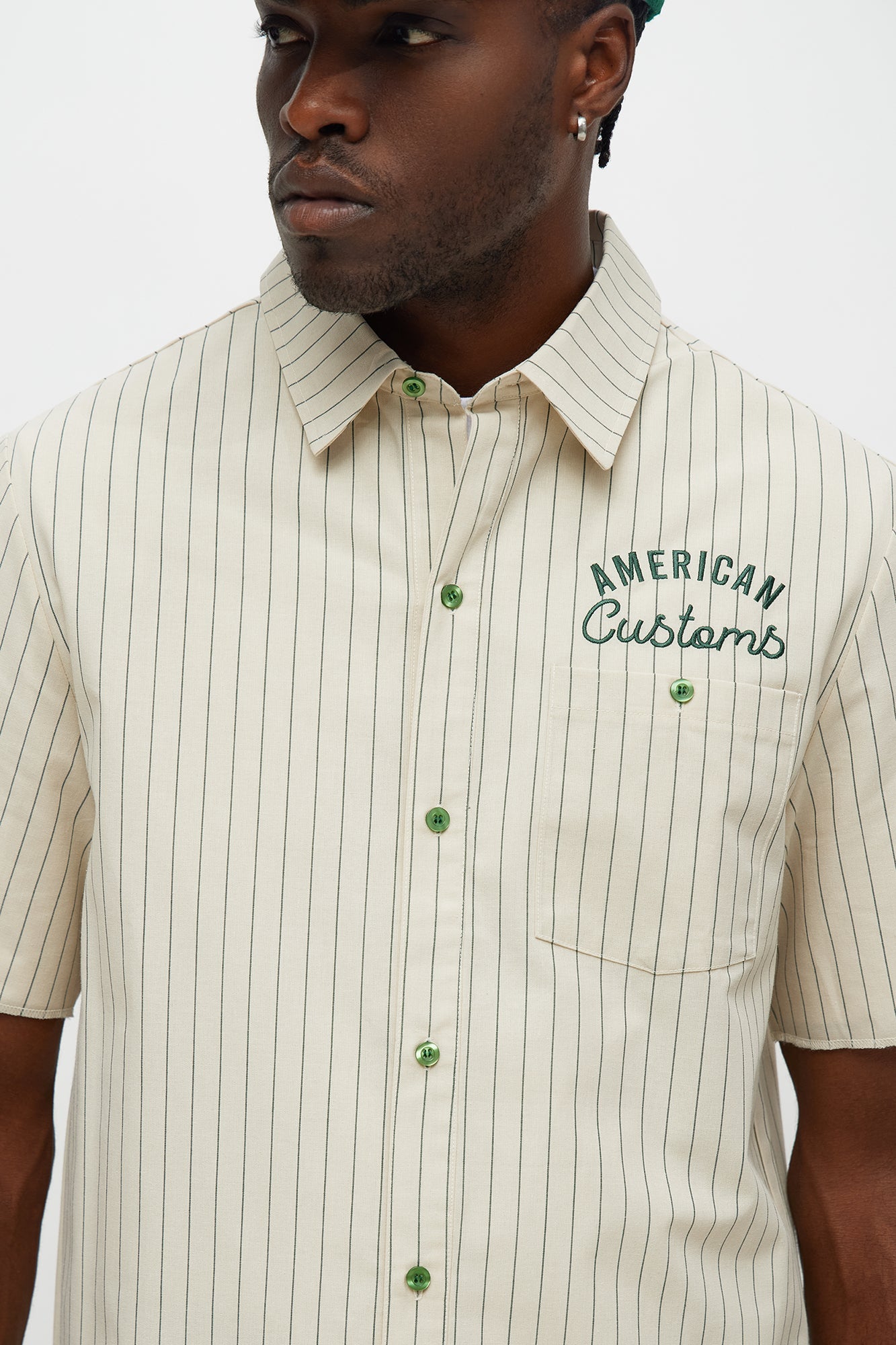 American Customs Raw Hem Mechanic Button Up Shirt  - Hunter Green