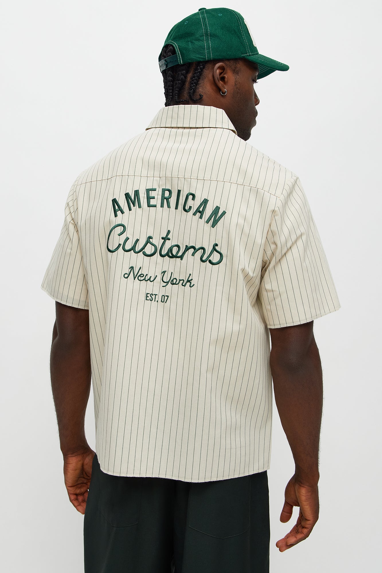American Customs Raw Hem Mechanic Button Up Shirt  - Hunter Green