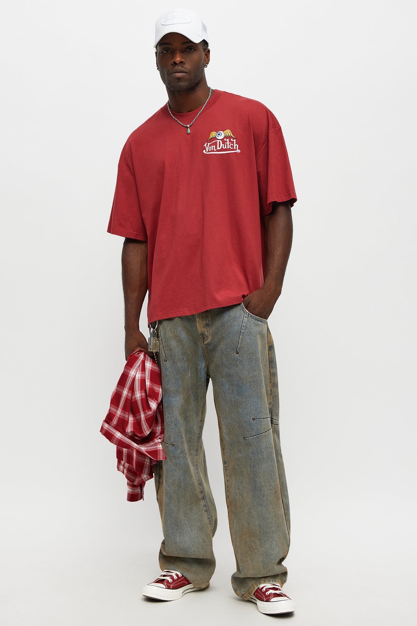 Oversized Von Dutch Signature Tee - Burgundy
