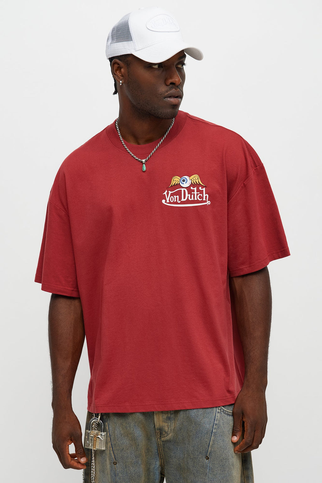 Oversized Von Dutch Signature Tee - Burgundy