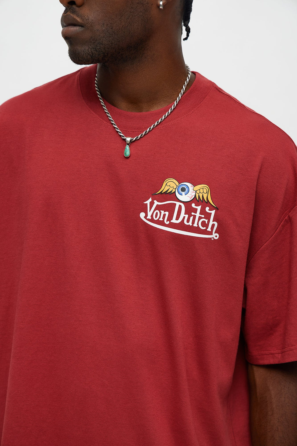 Oversized Von Dutch Signature Tee - Burgundy