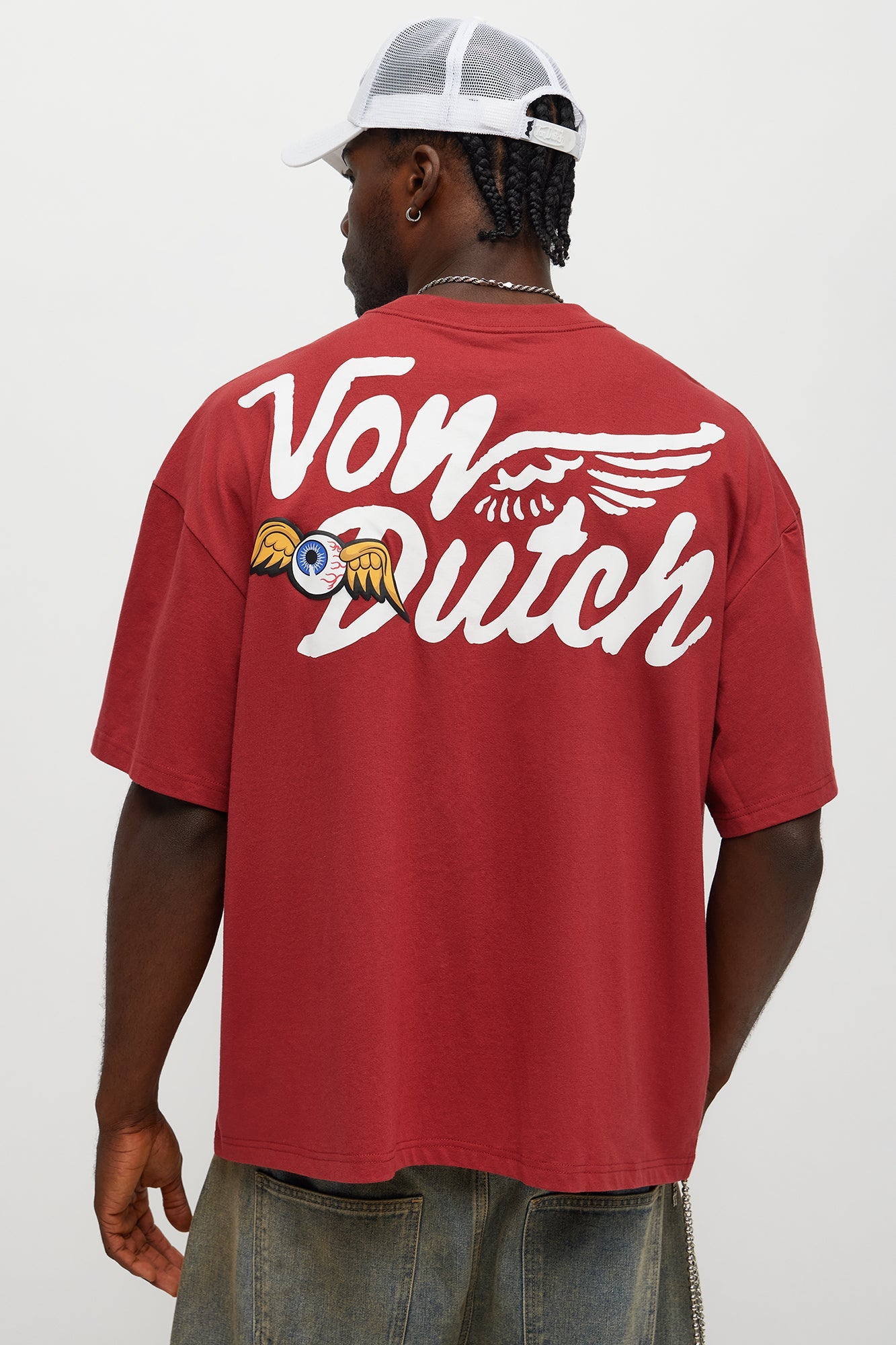 Oversized Von Dutch Signature Tee - Burgundy