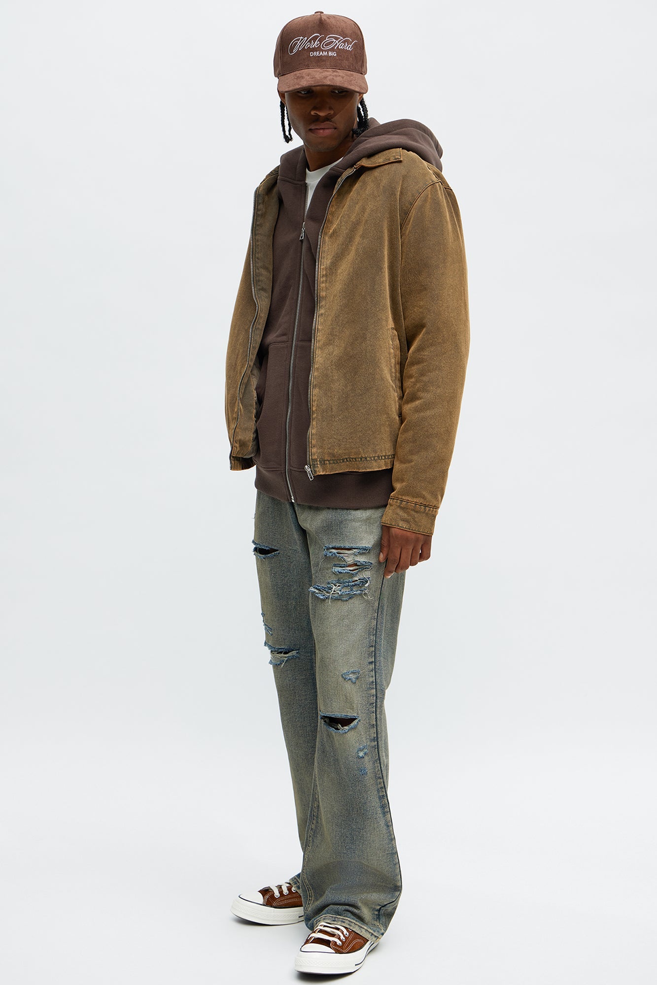 Stacked Slim Flare Burnout Distressed Jean - Medium Wash