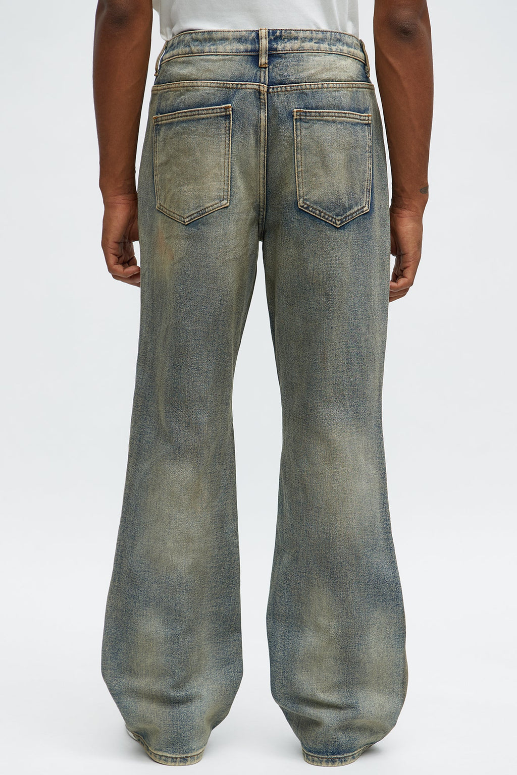 Stacked Slim Flare Burnout Distressed Jean - Medium Wash