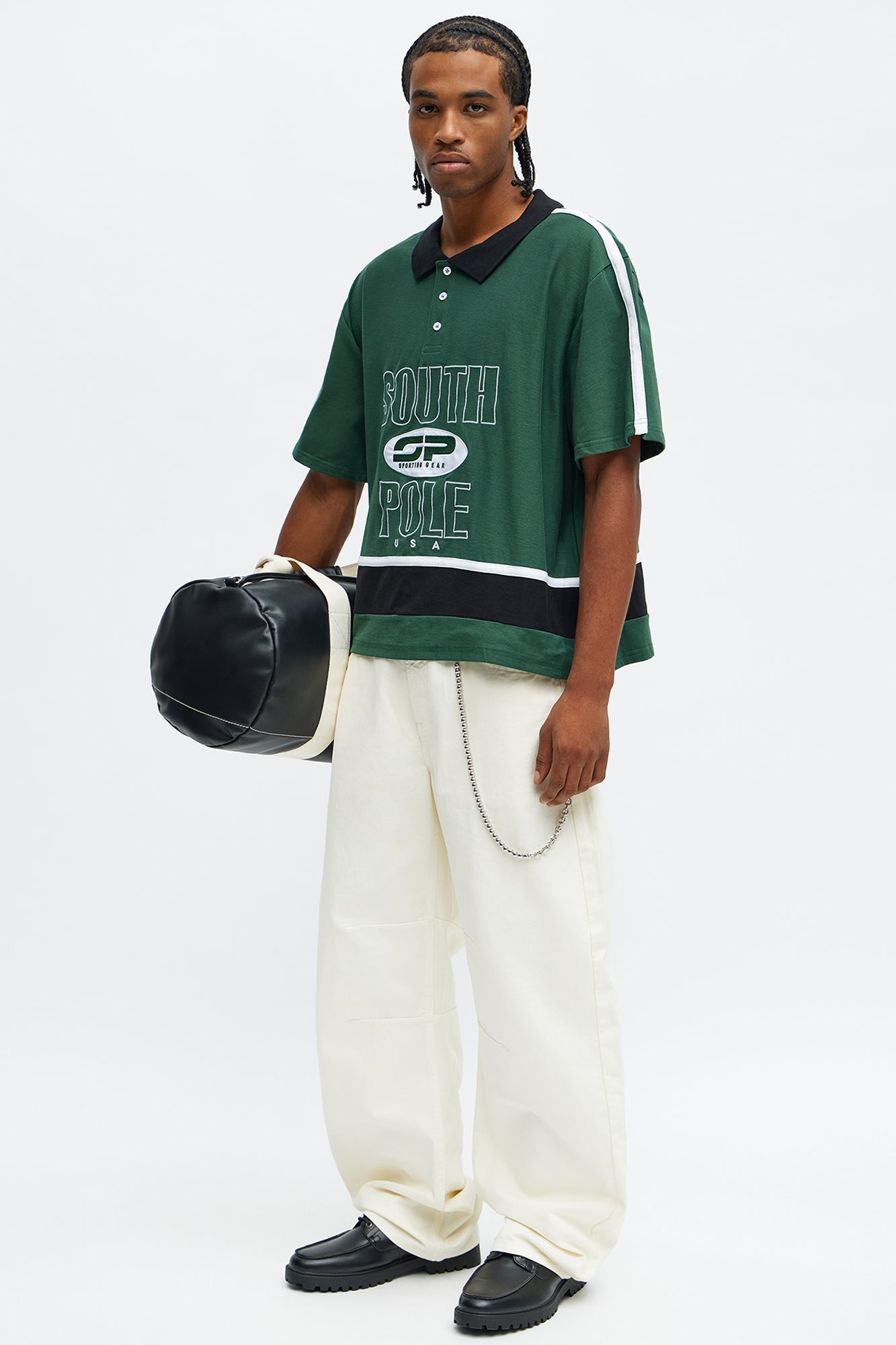 Southpole Relaxed Fit Collared Graphic Shirt - Olive