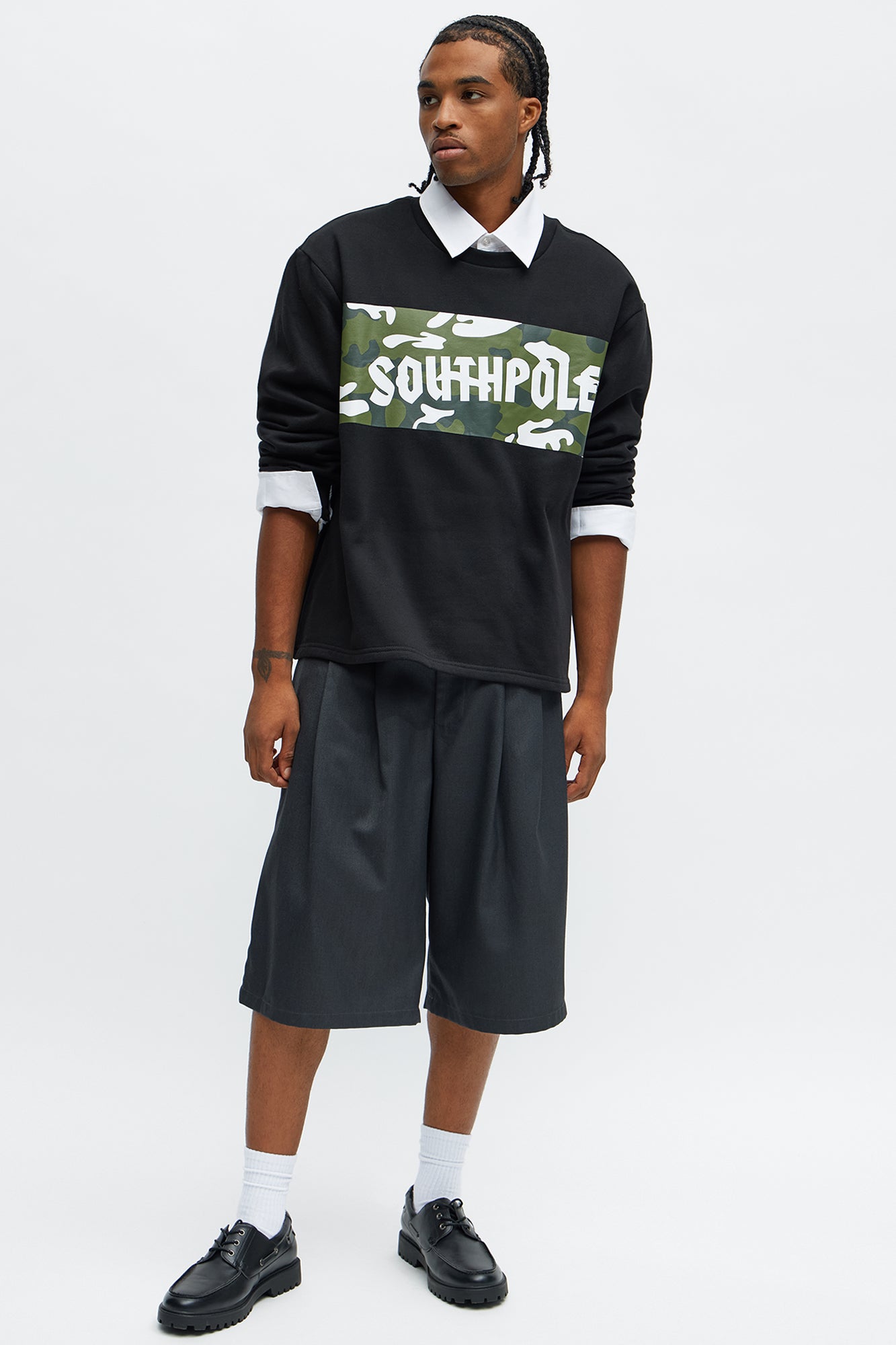 Southpole Camo Panel Sweatshirt - Black