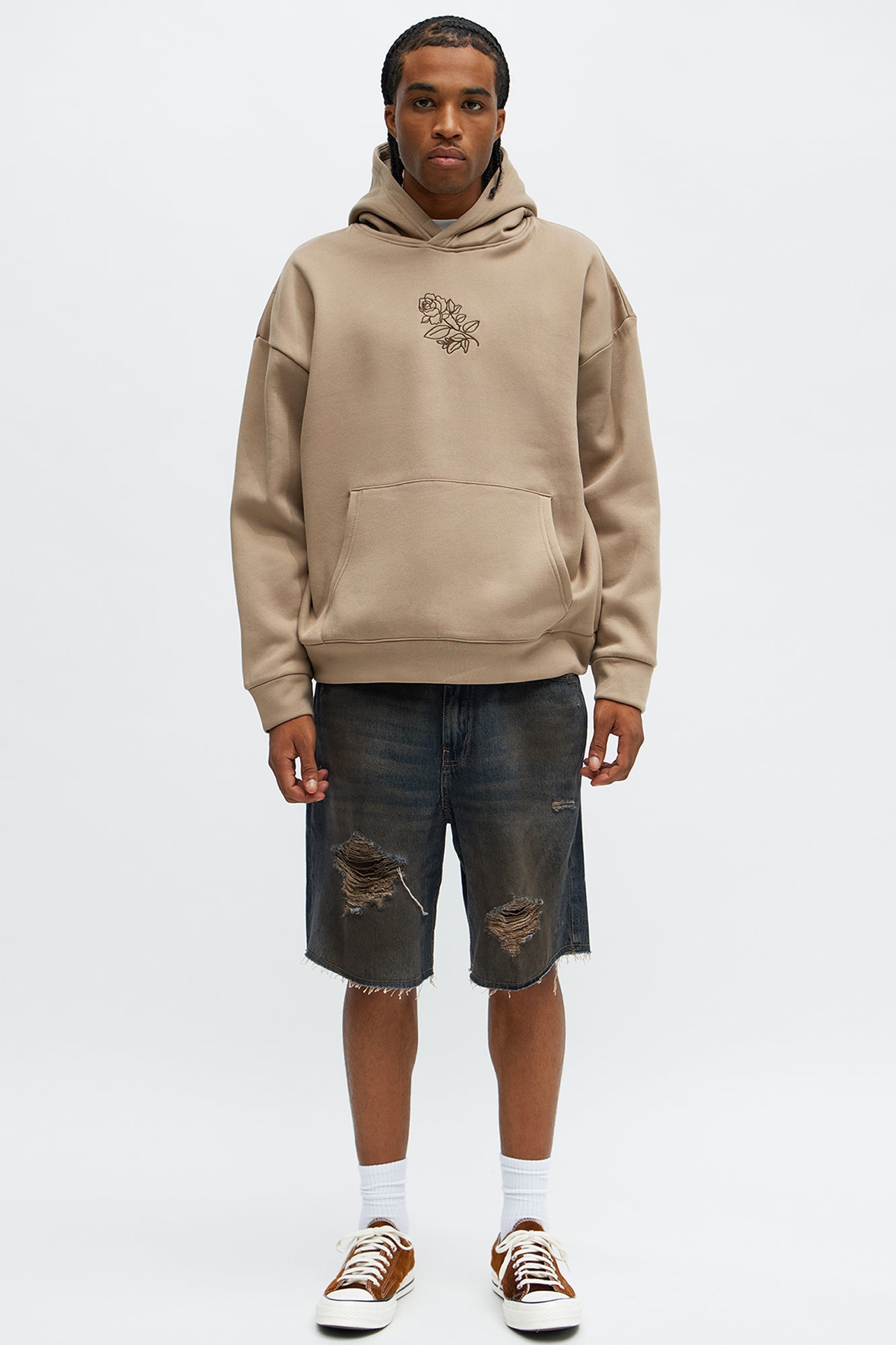 Rose Thorns Hoodie - Taupe