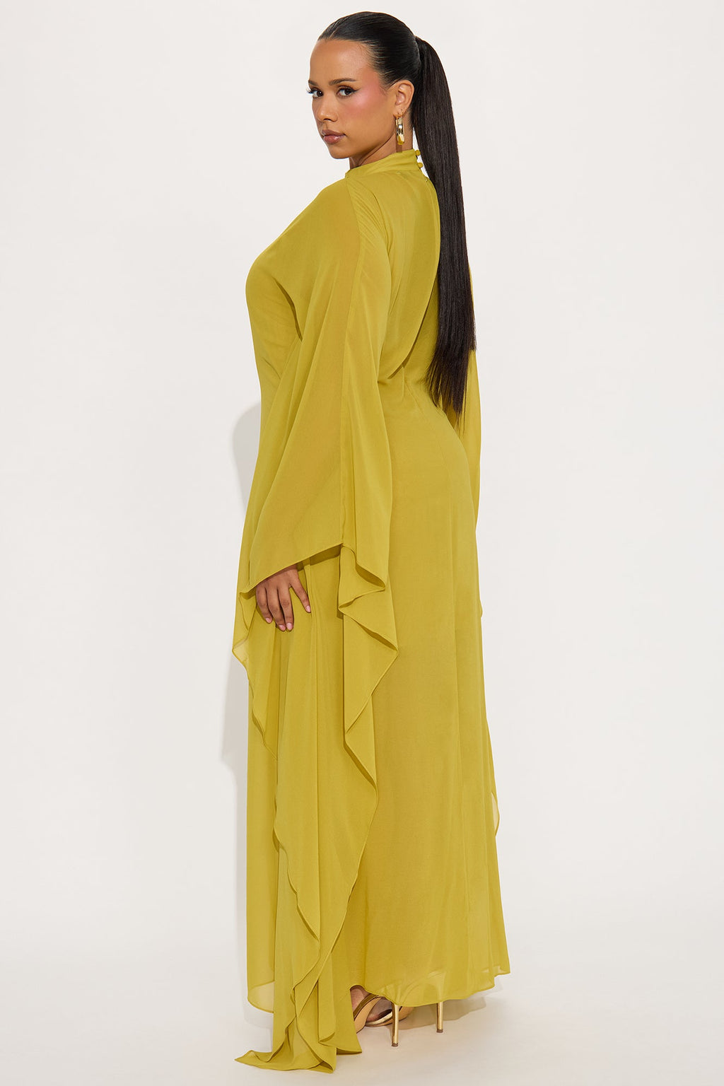 Flying High Chiffon Maxi Dress - Chartreuse